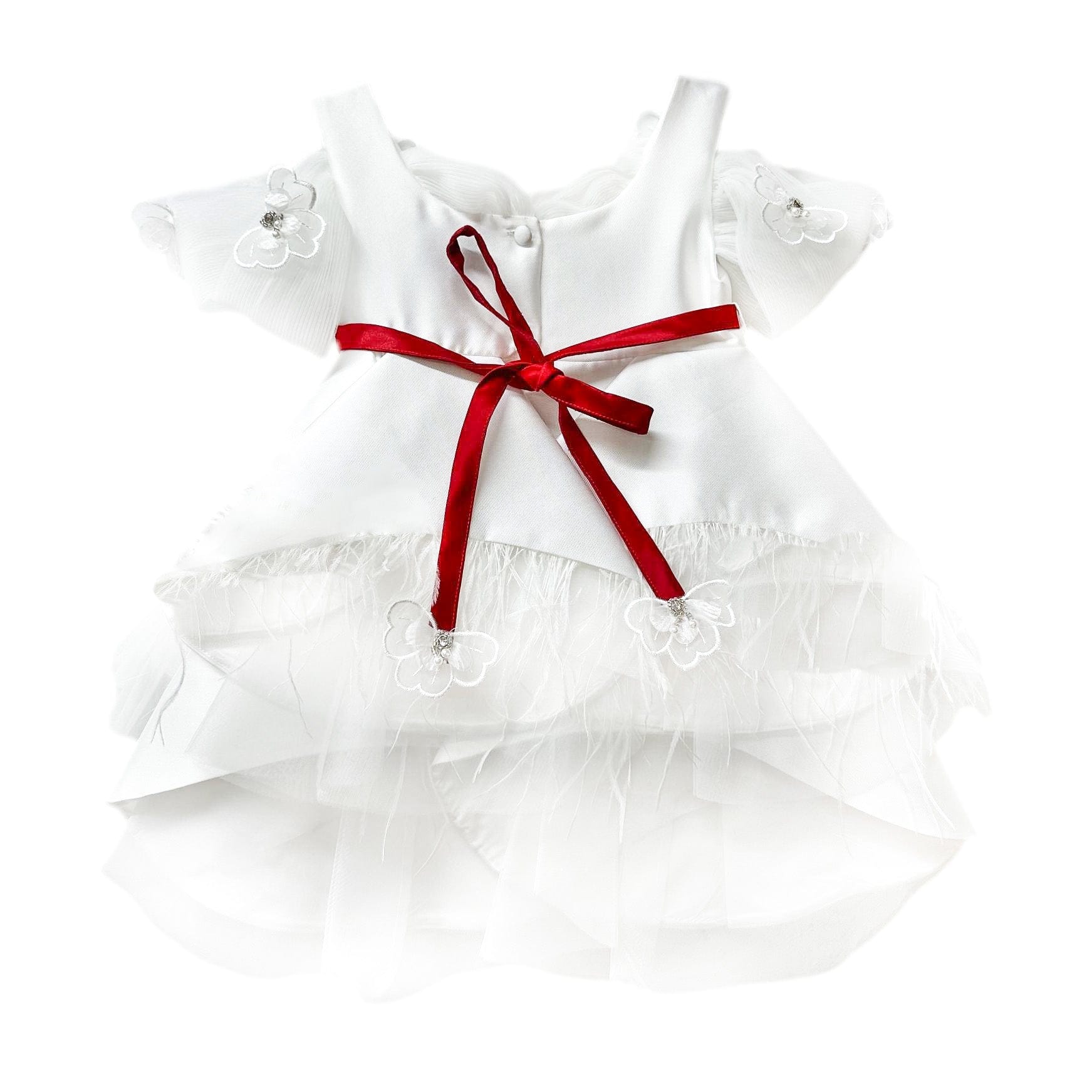 Constanza White Ceremony Dress with Red Bow - Image 23