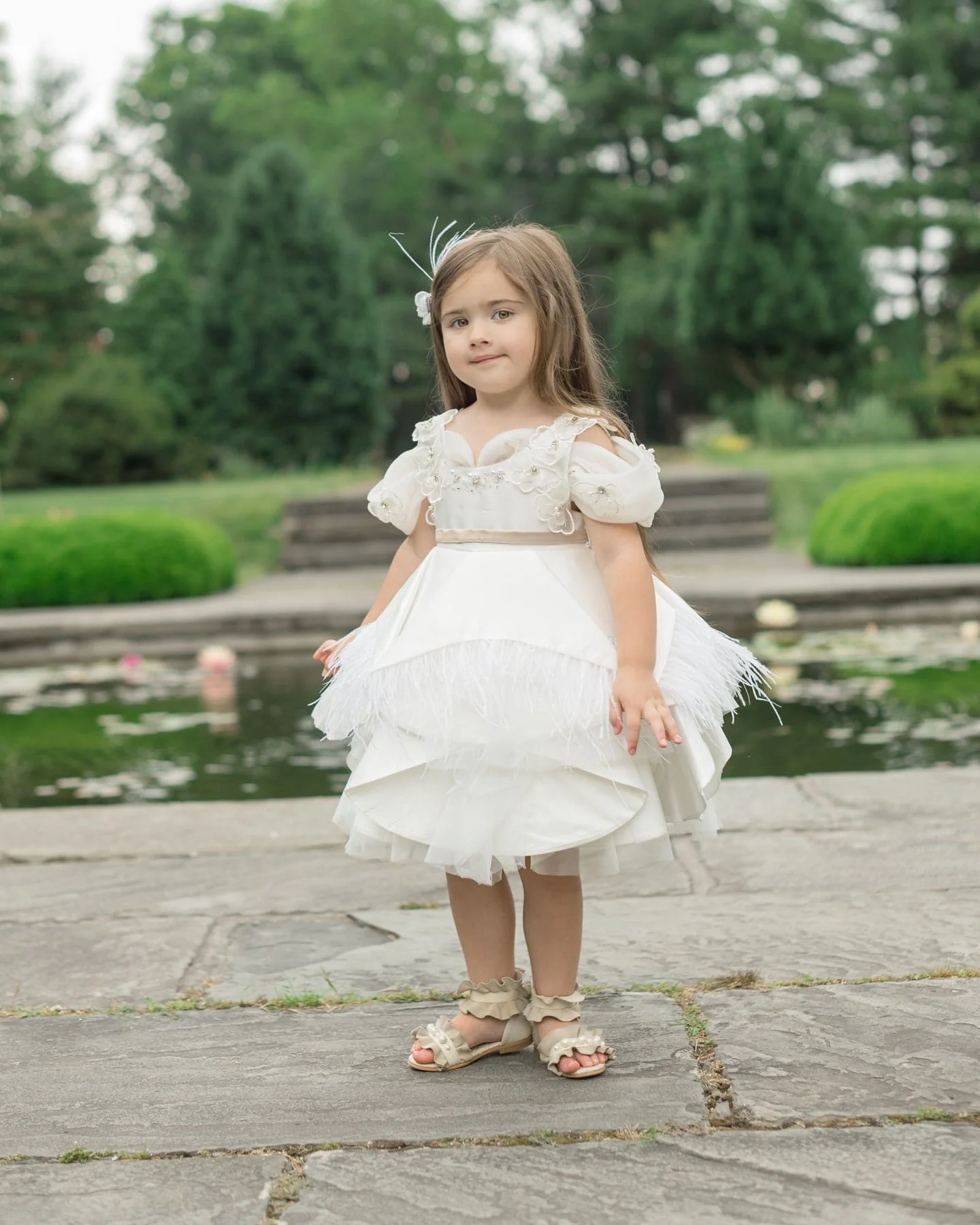 Constanza White Ceremony Dress with Champagne Bow - Image 7