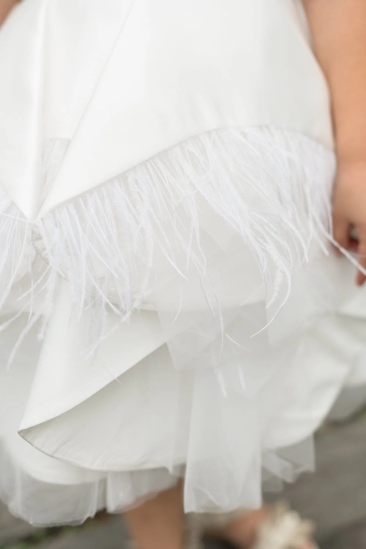 Constanza White Ceremony Dress with Champagne Bow - Image 9