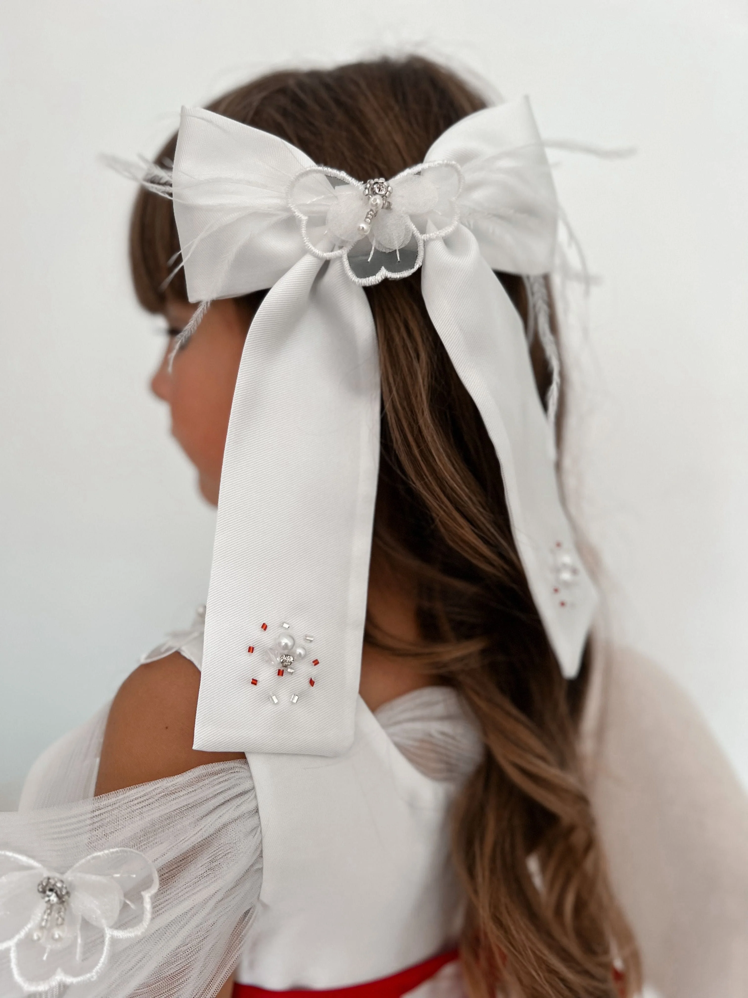 Constanza White Ceremony Hair Bow - Image 2