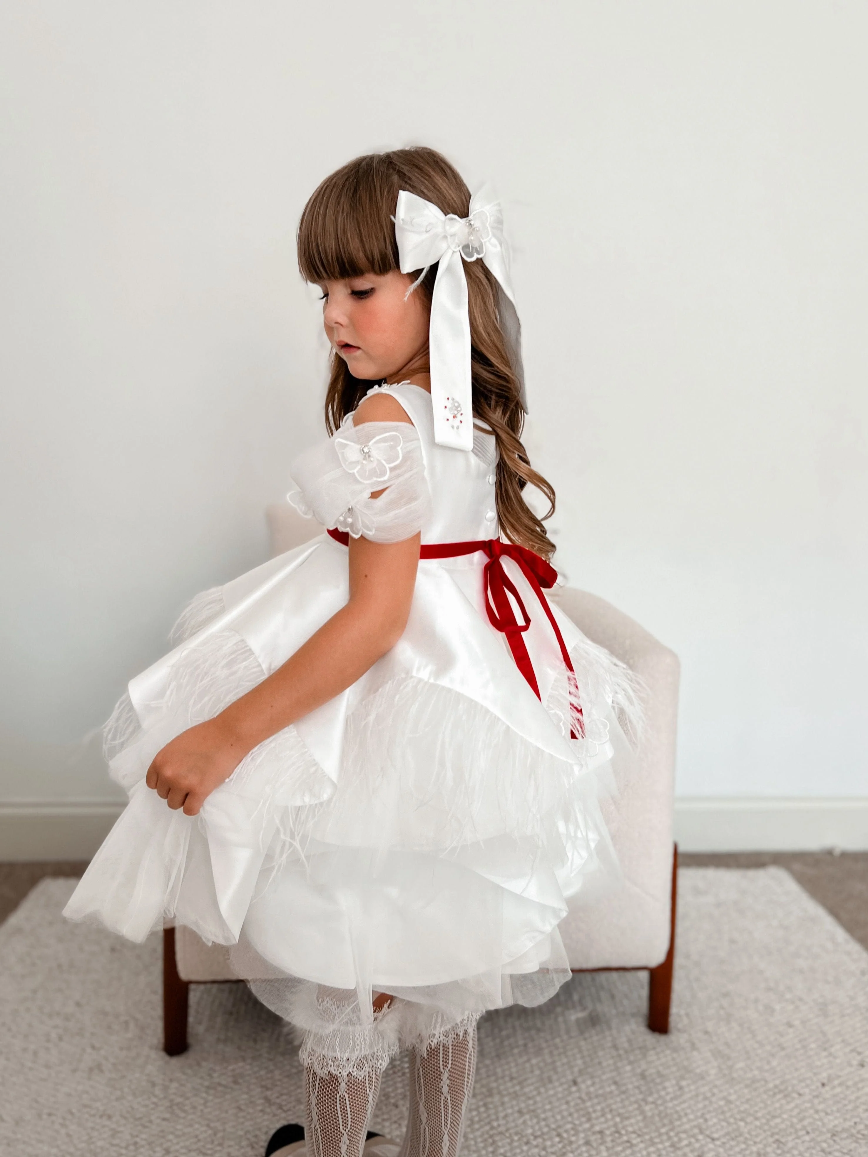 Constanza White Ceremony Hair Bow - Image 3