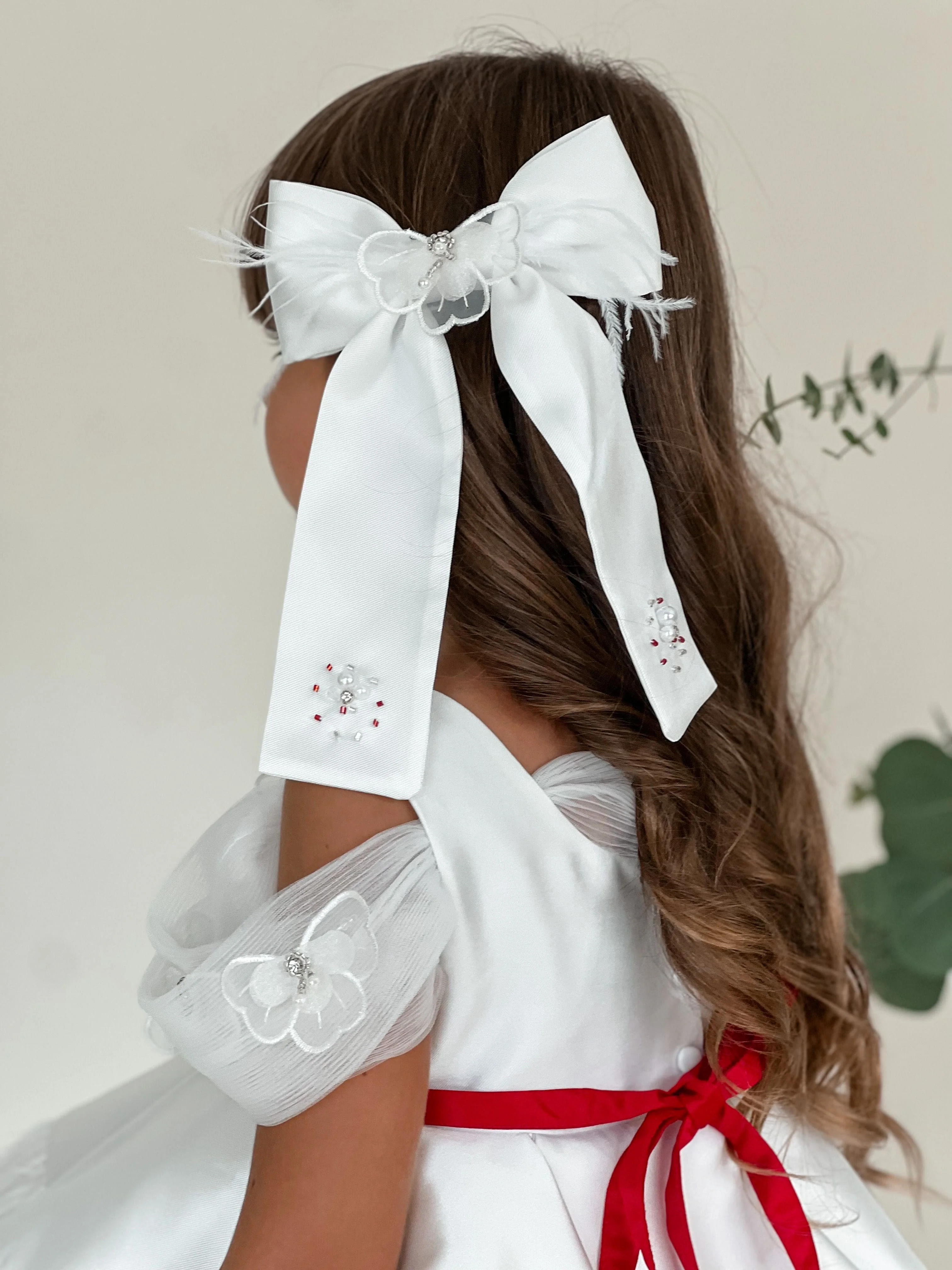 Constanza White Ceremony Hair Bow - Image 6