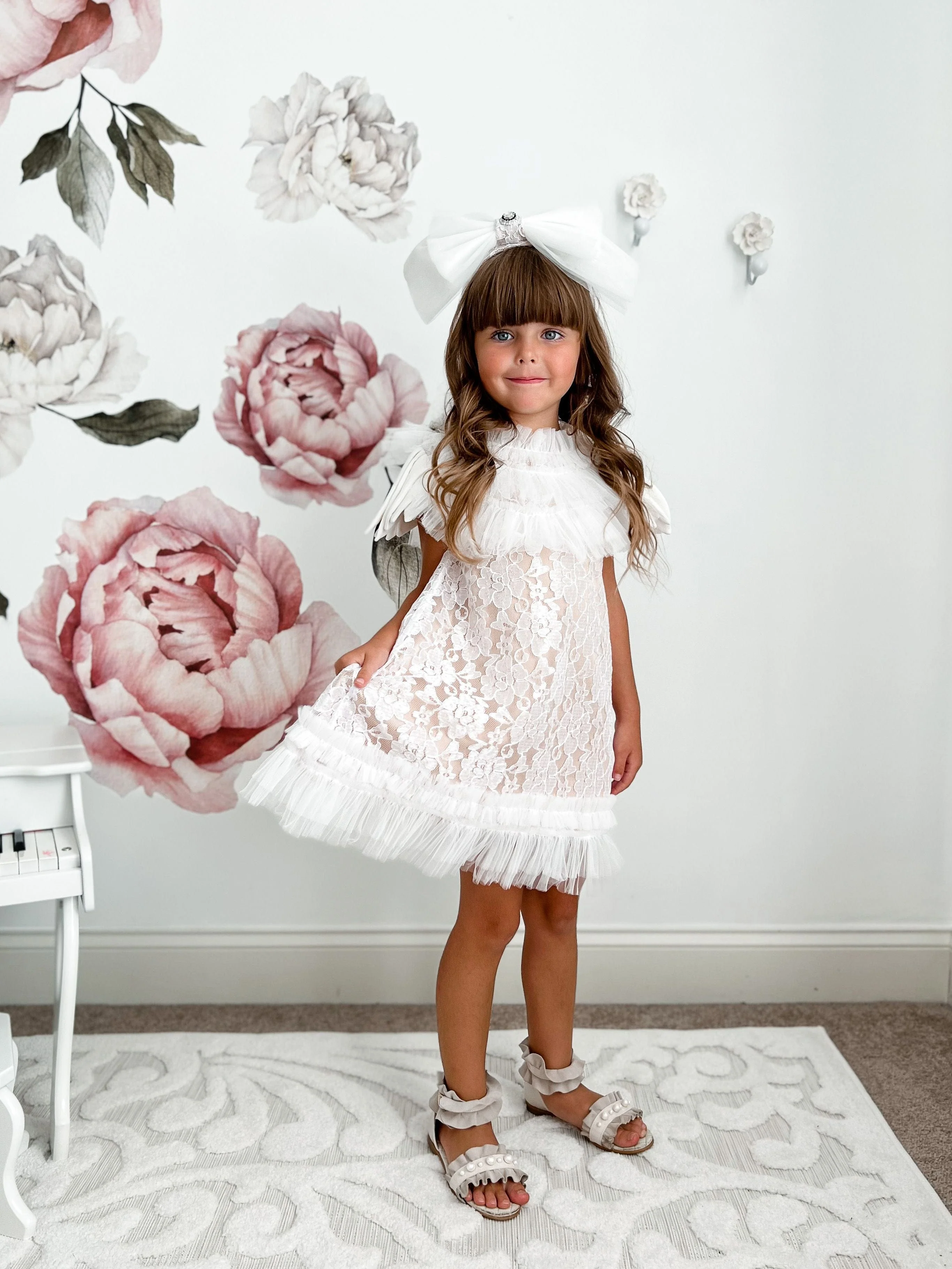Dove Lace Overlay Beige Dress - Image 11
