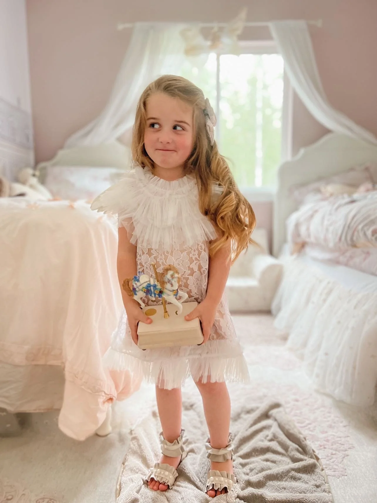Dove Lace Overlay Beige Dress - Image 16