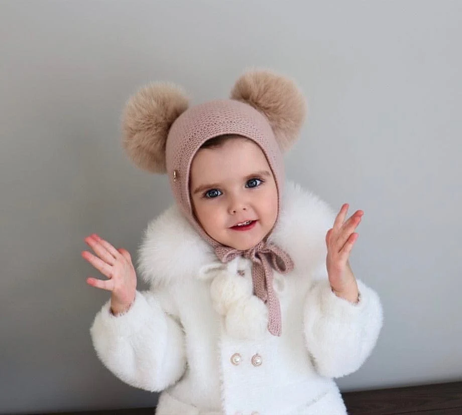 Honeycomb Dusty Pink Cashmere Bonnet - Image 11