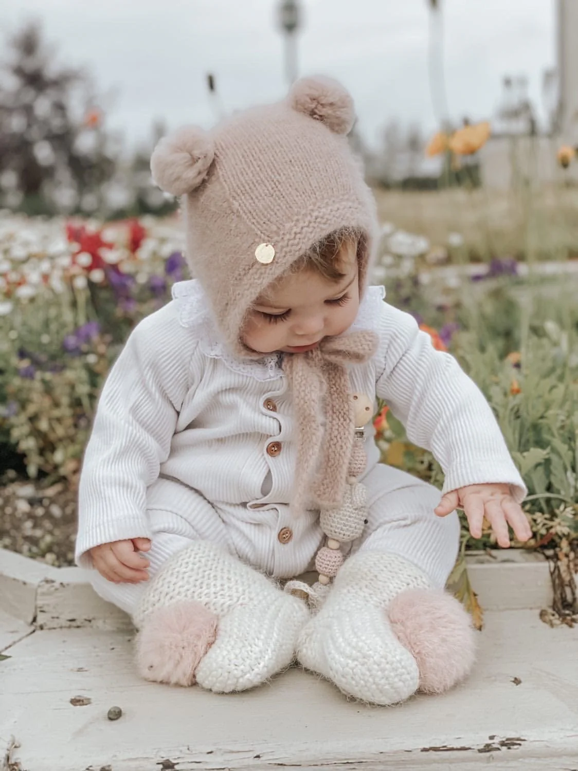 Dusty Pink Cashmere Teddy Hat - Image 16