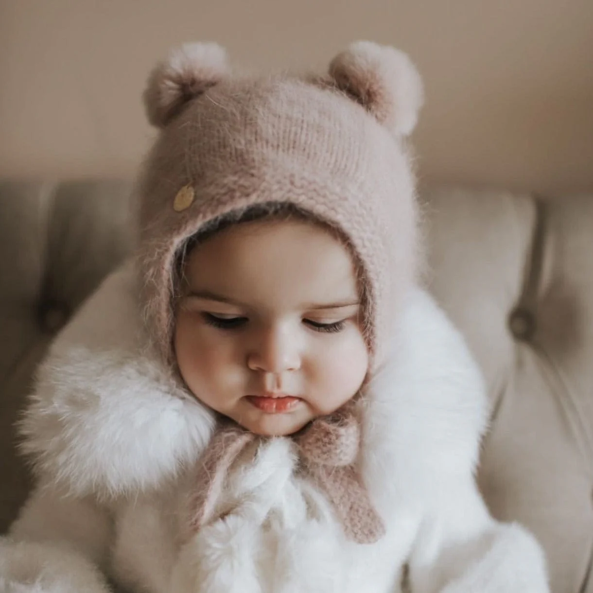 Dusty Pink Cashmere Teddy Hat - Image 2