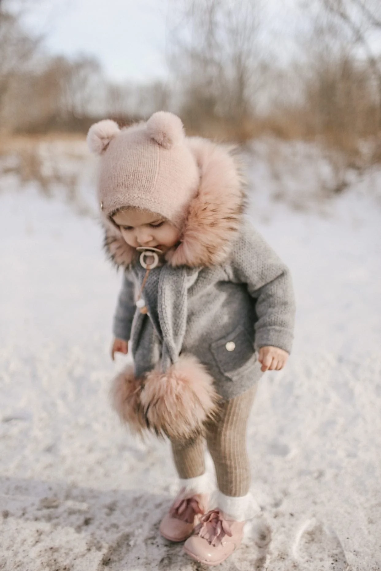 Dusty Pink Cashmere Teddy Hat - Image 4