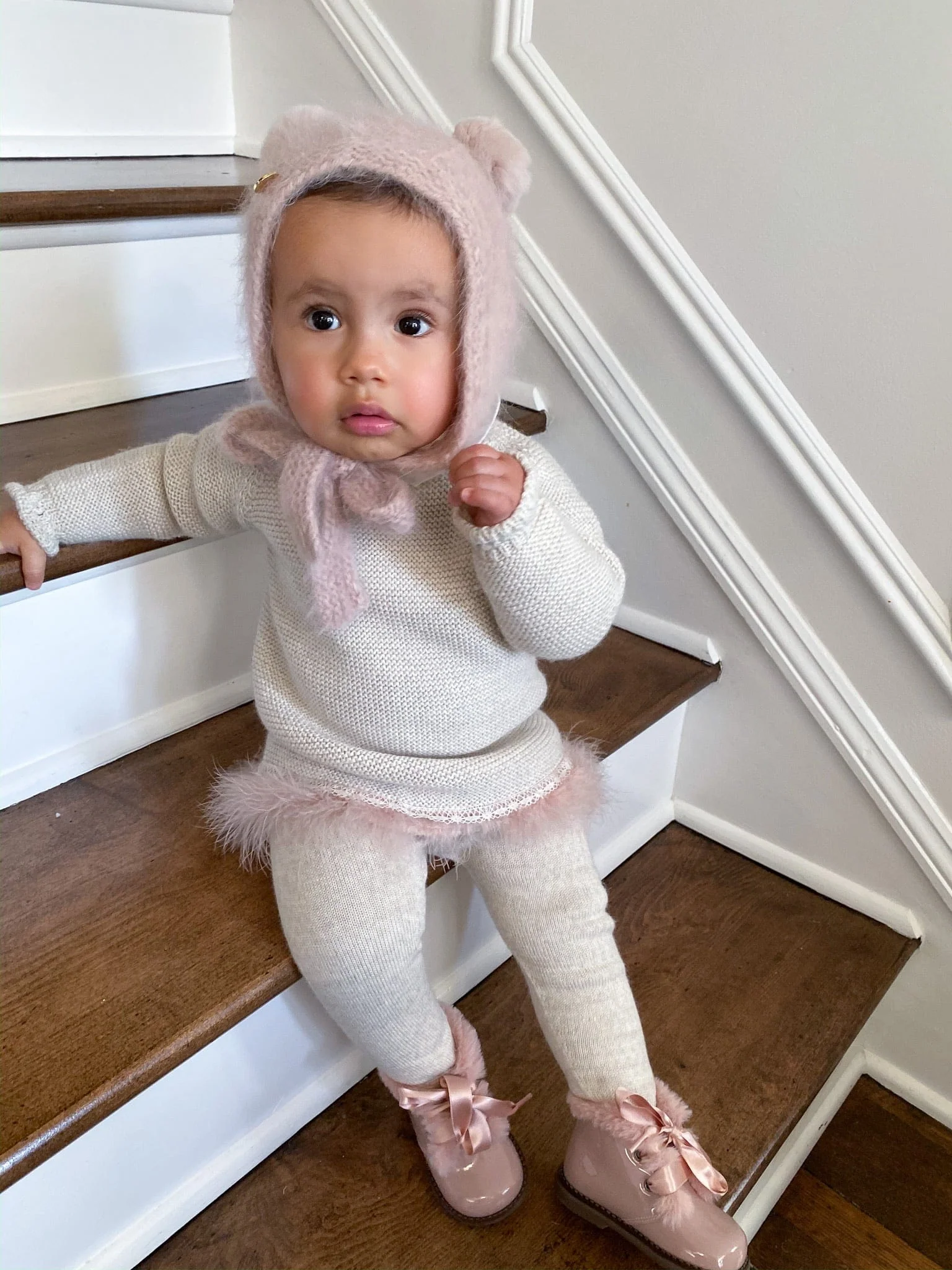 Dusty Pink Cashmere Teddy Hat - Image 7