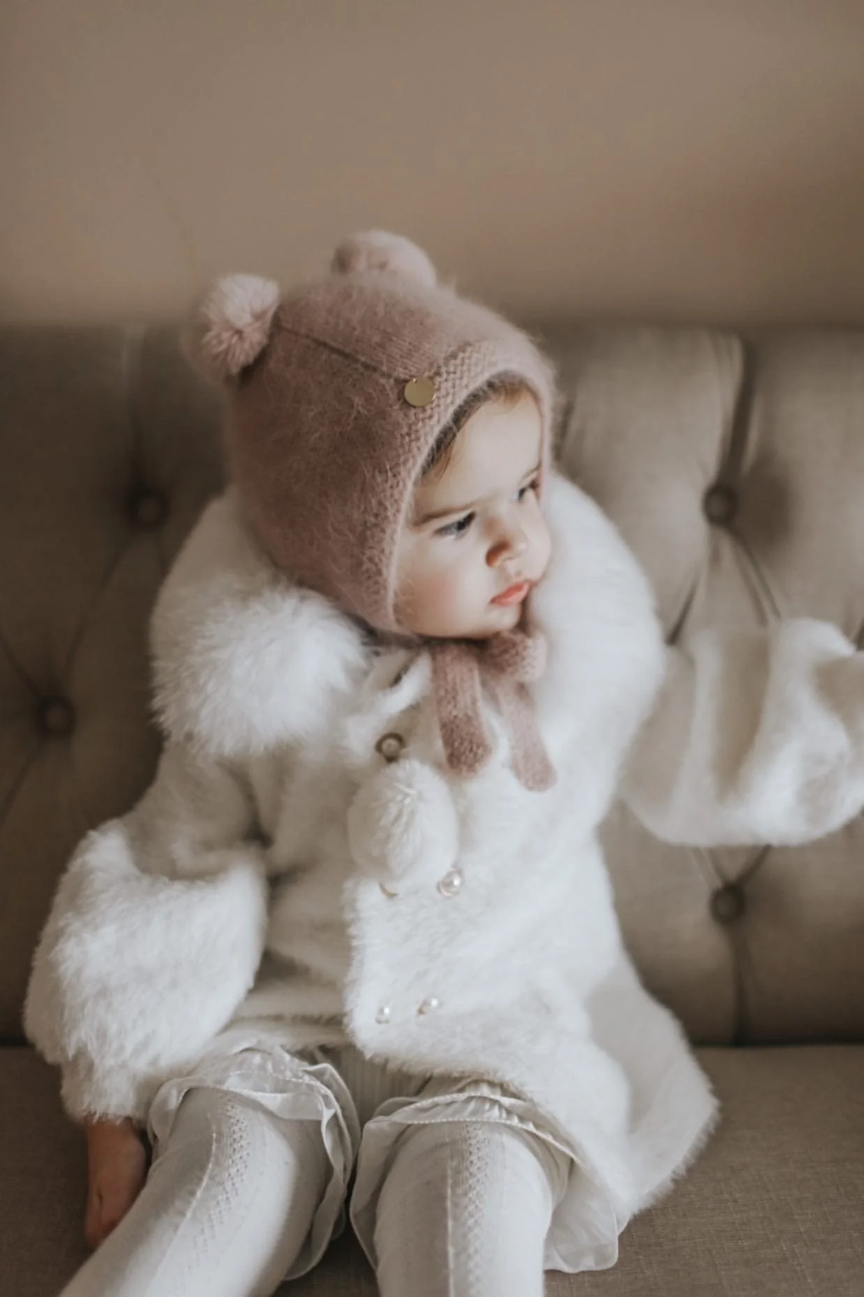 Dusty Pink Cashmere Teddy Hat - Image 8