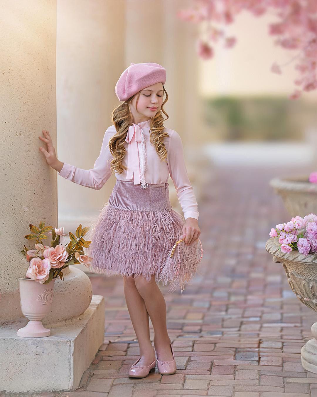 Dusty Pink Feather Skirt - Image 11