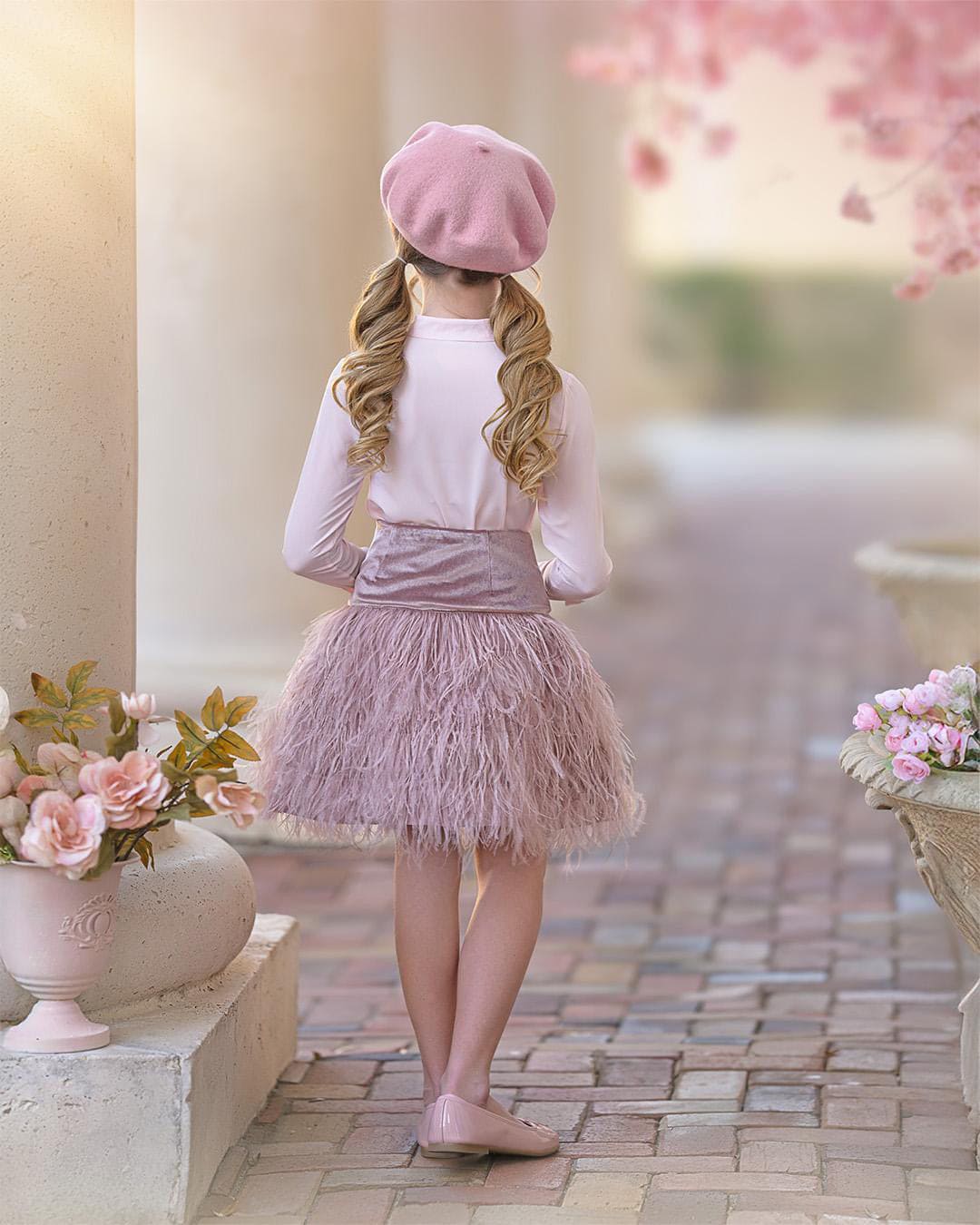 Dusty Pink Feather Skirt - Image 4