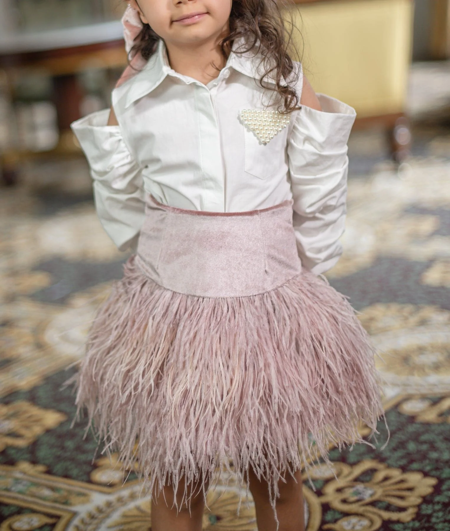 Dusty Pink Feather Skirt - Image 5