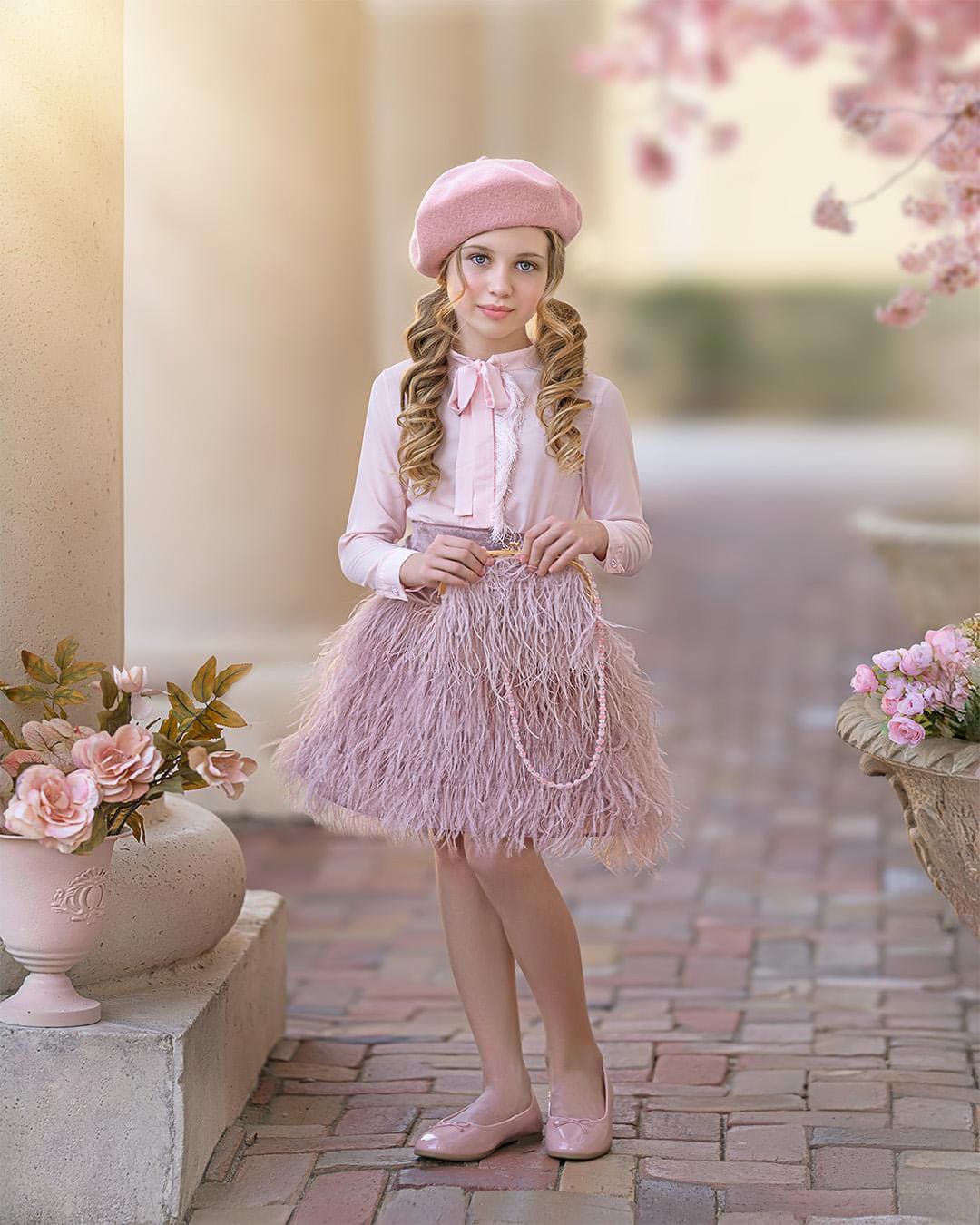 Dusty Pink Feather Skirt - Image 9