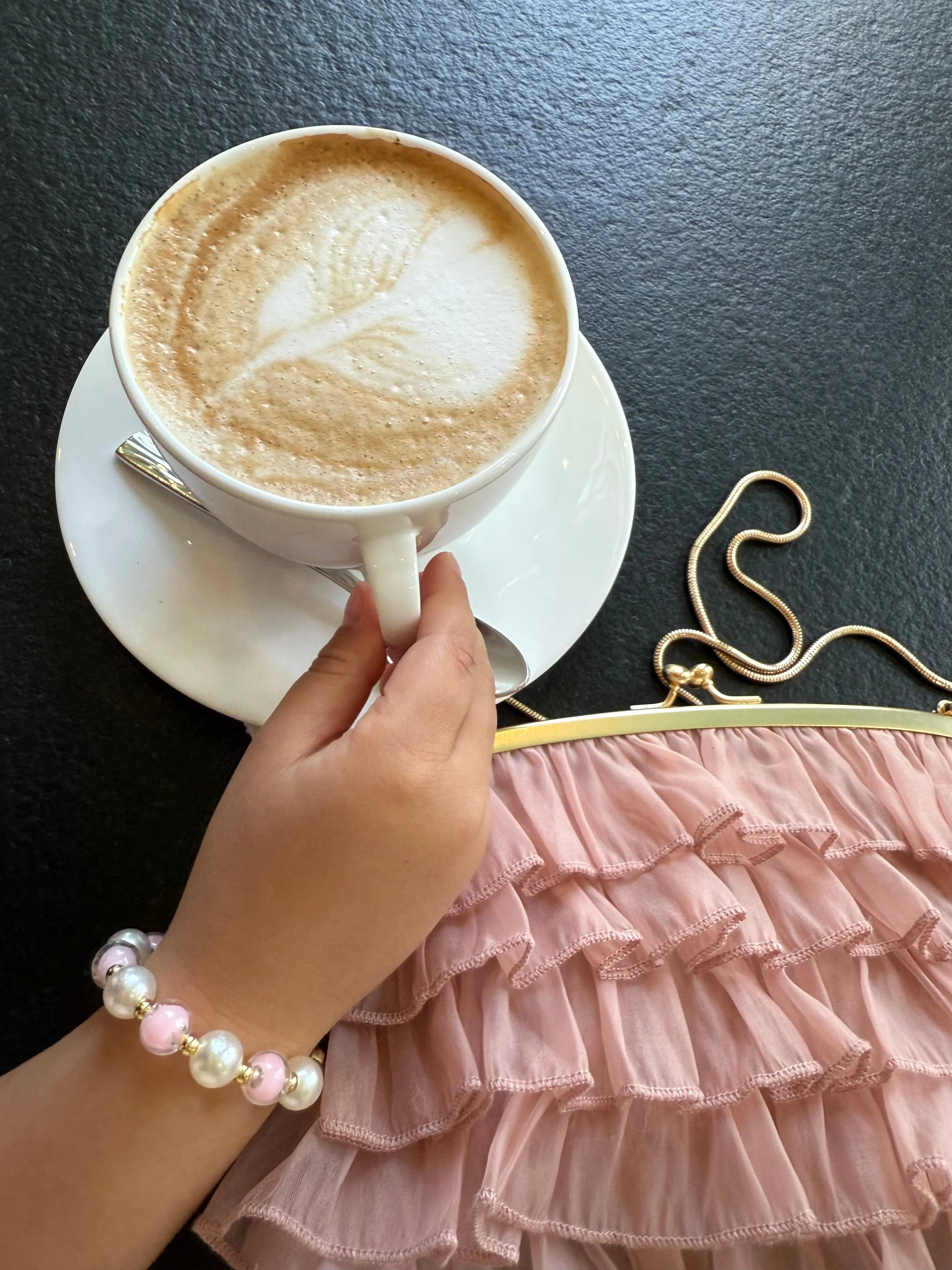 Dusty Pink Organza Ruffle Handbag - Image 10
