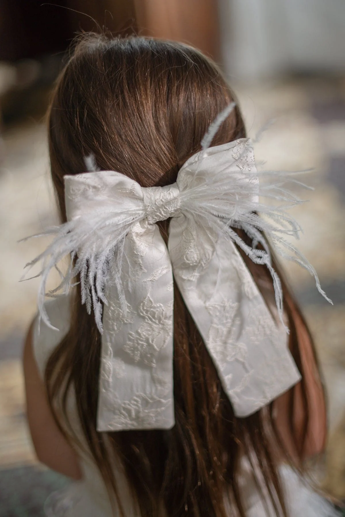 Eliza Ceremony Feather Hair Bow - Image 2