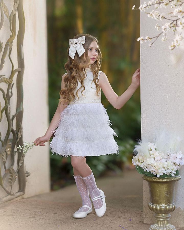 Eliza Ivory Feather Dress - Image 19