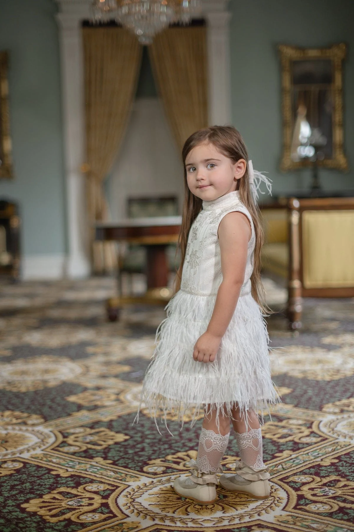 Eliza Ivory Feather Dress - Image 4