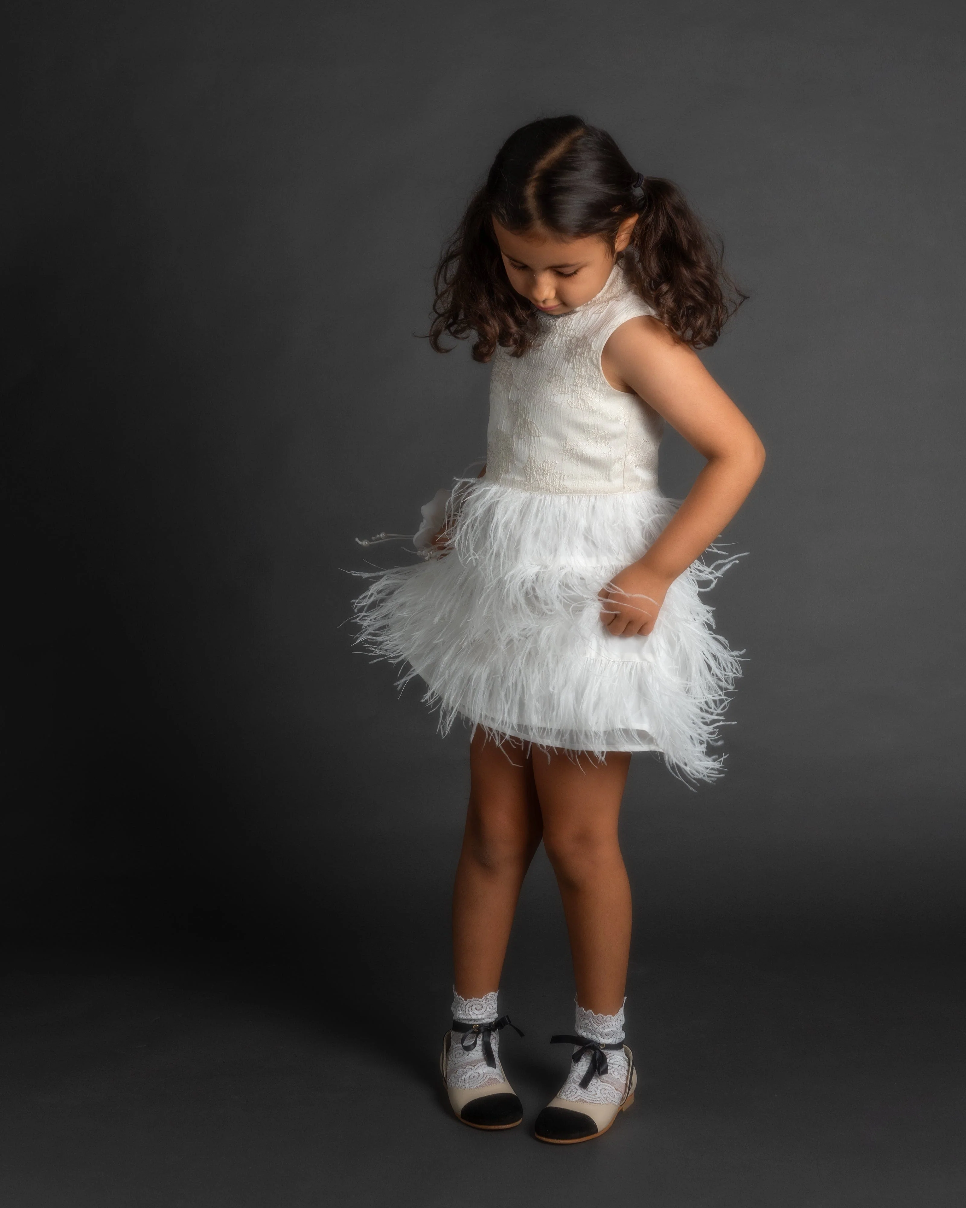 Eliza Ivory Feather Dress - Image 7