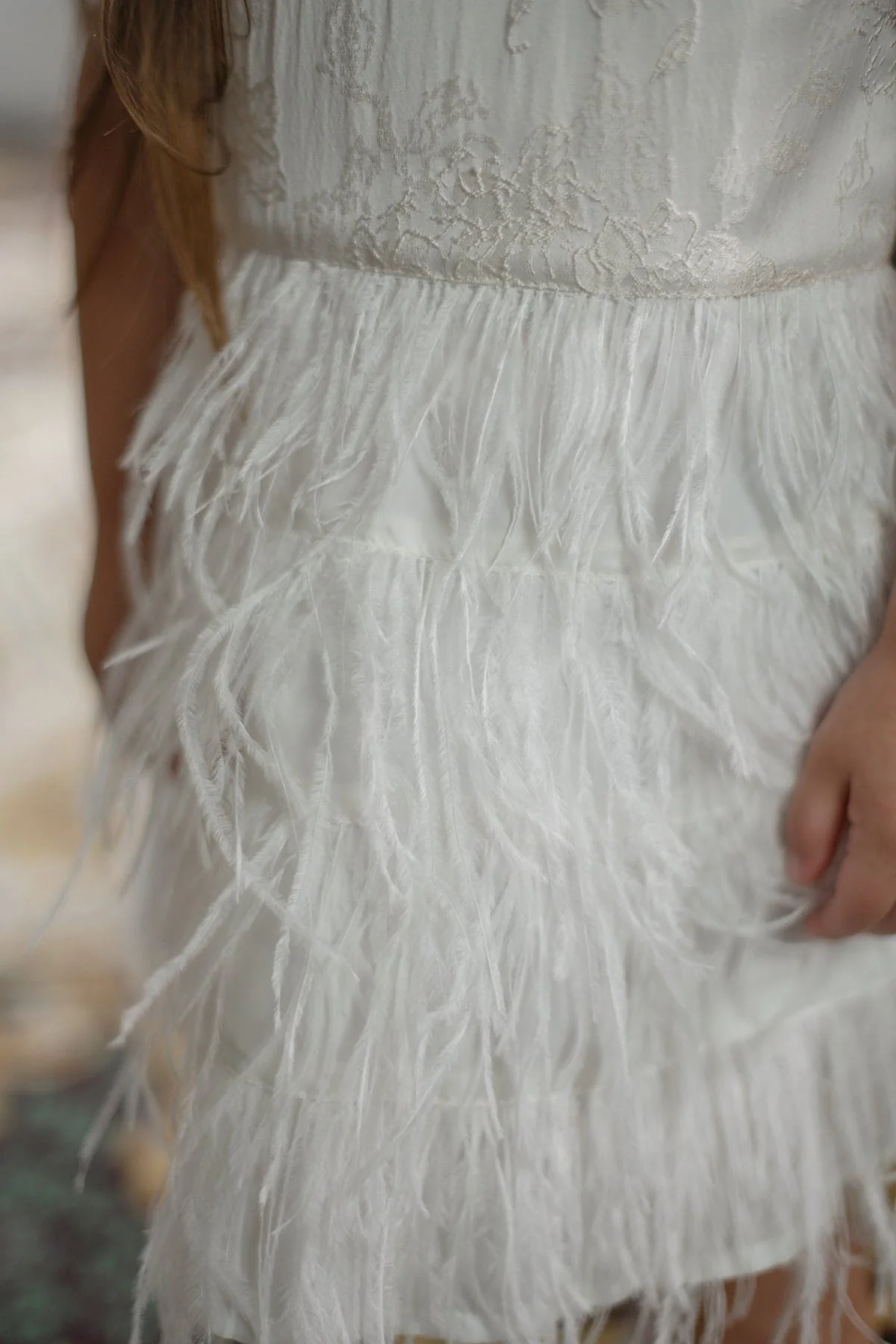 Eliza Ivory Feather Dress - Image 8