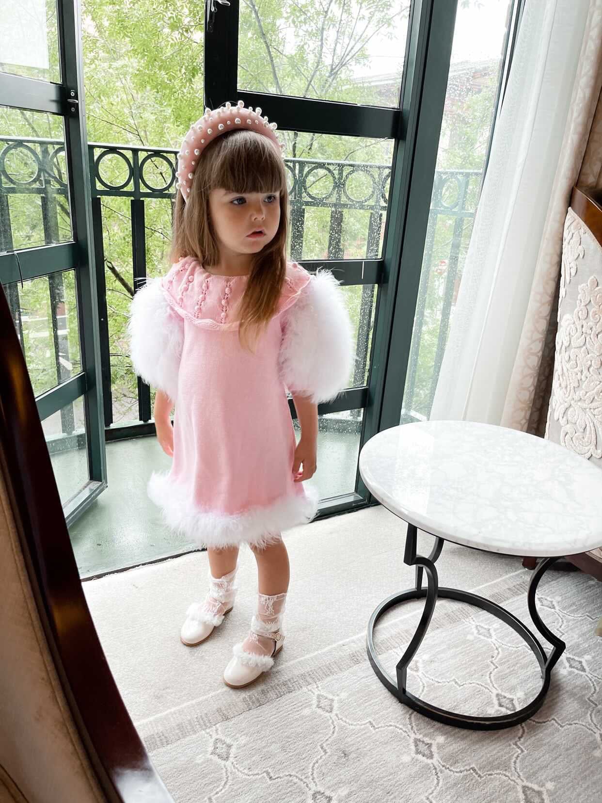 Ella Knit Pink Feather Dress - Image 17