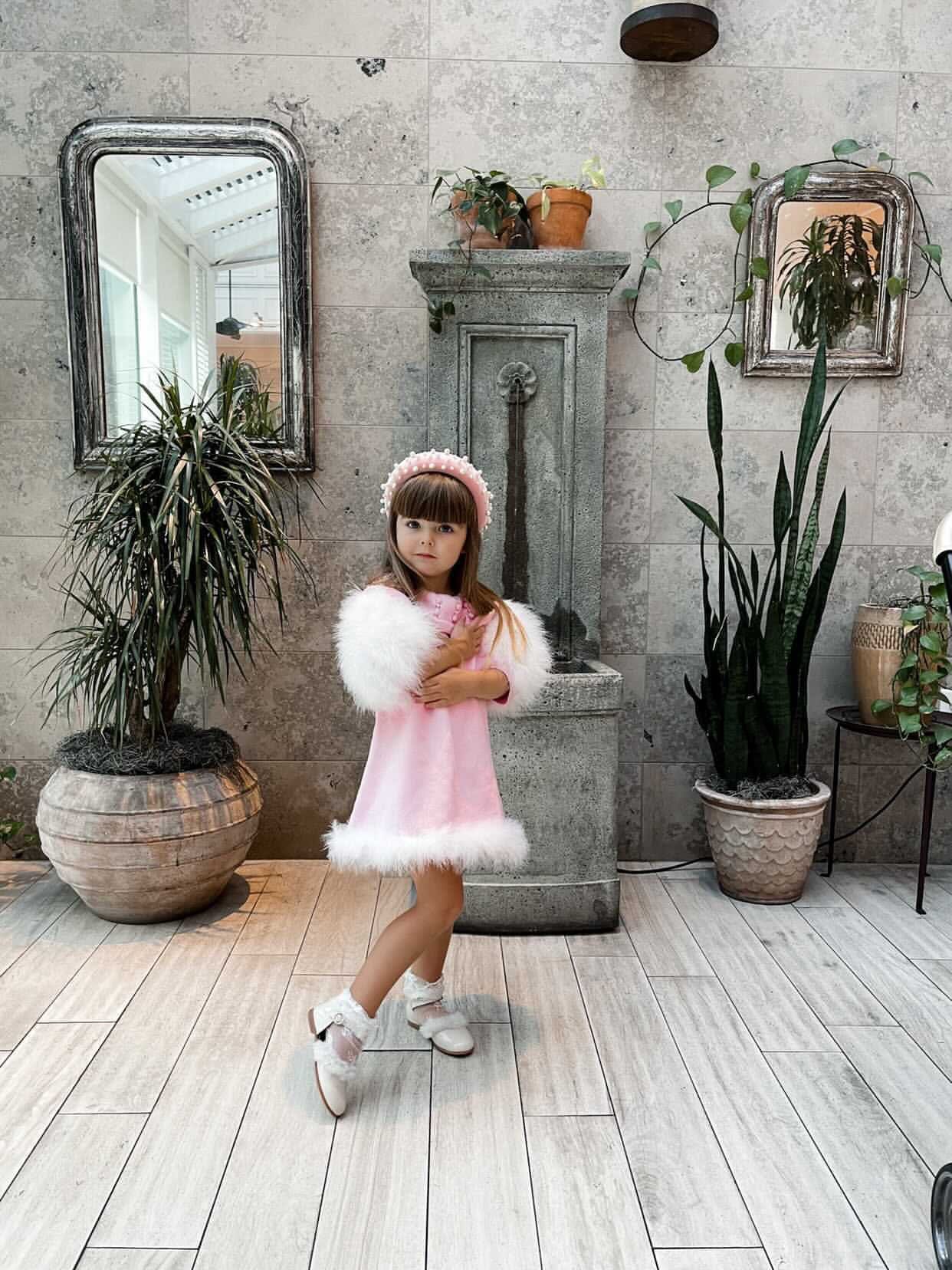 Ella Knit Pink Feather Dress - Image 19