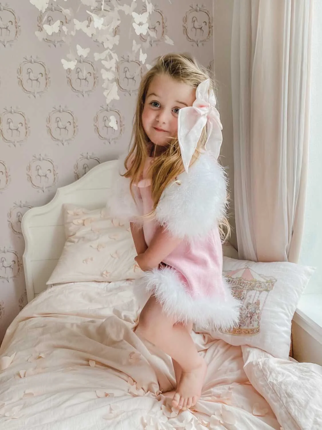 Ella Knit Pink Feather Dress - Image 22