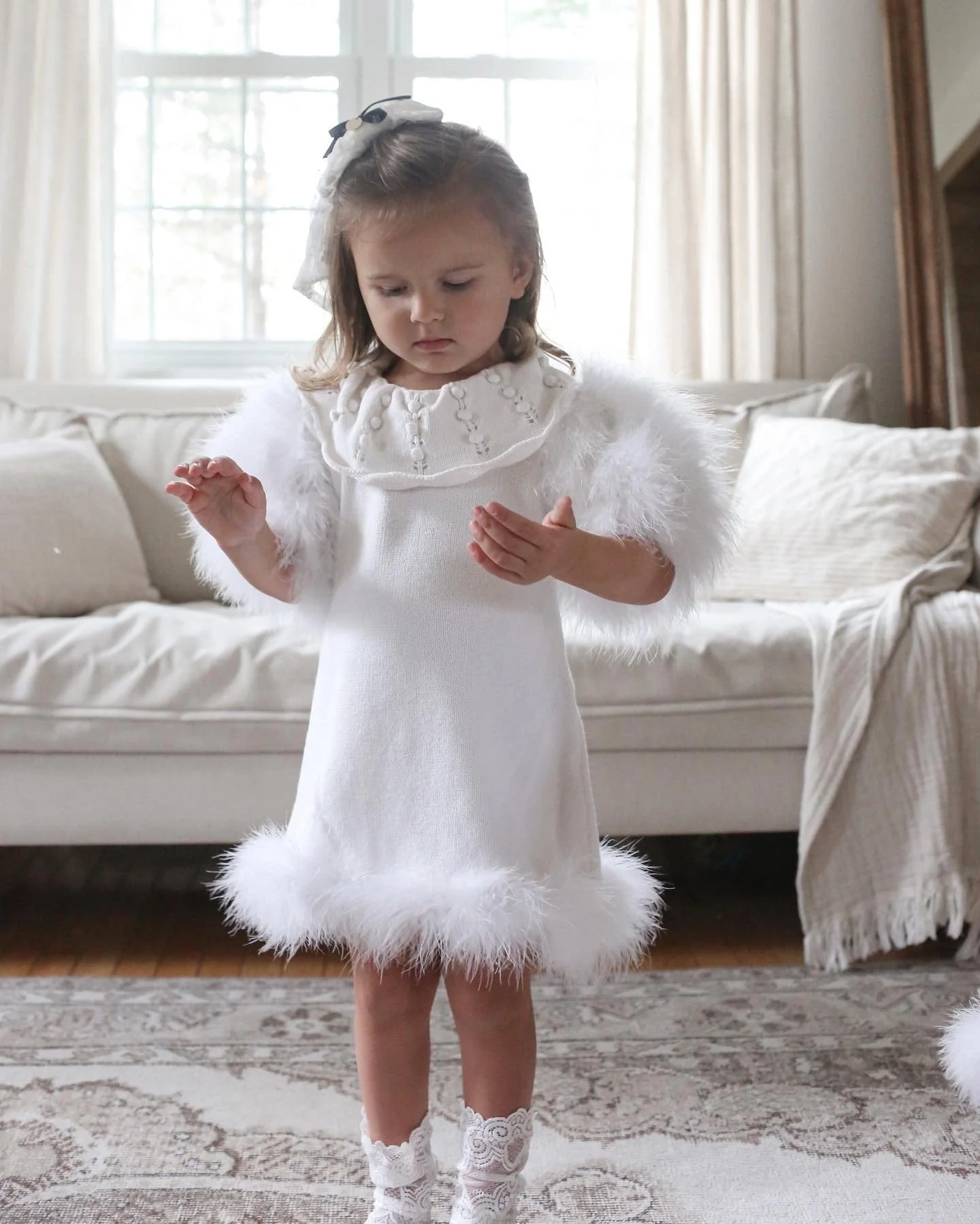 Ella Knit White Feather Dress - Image 19