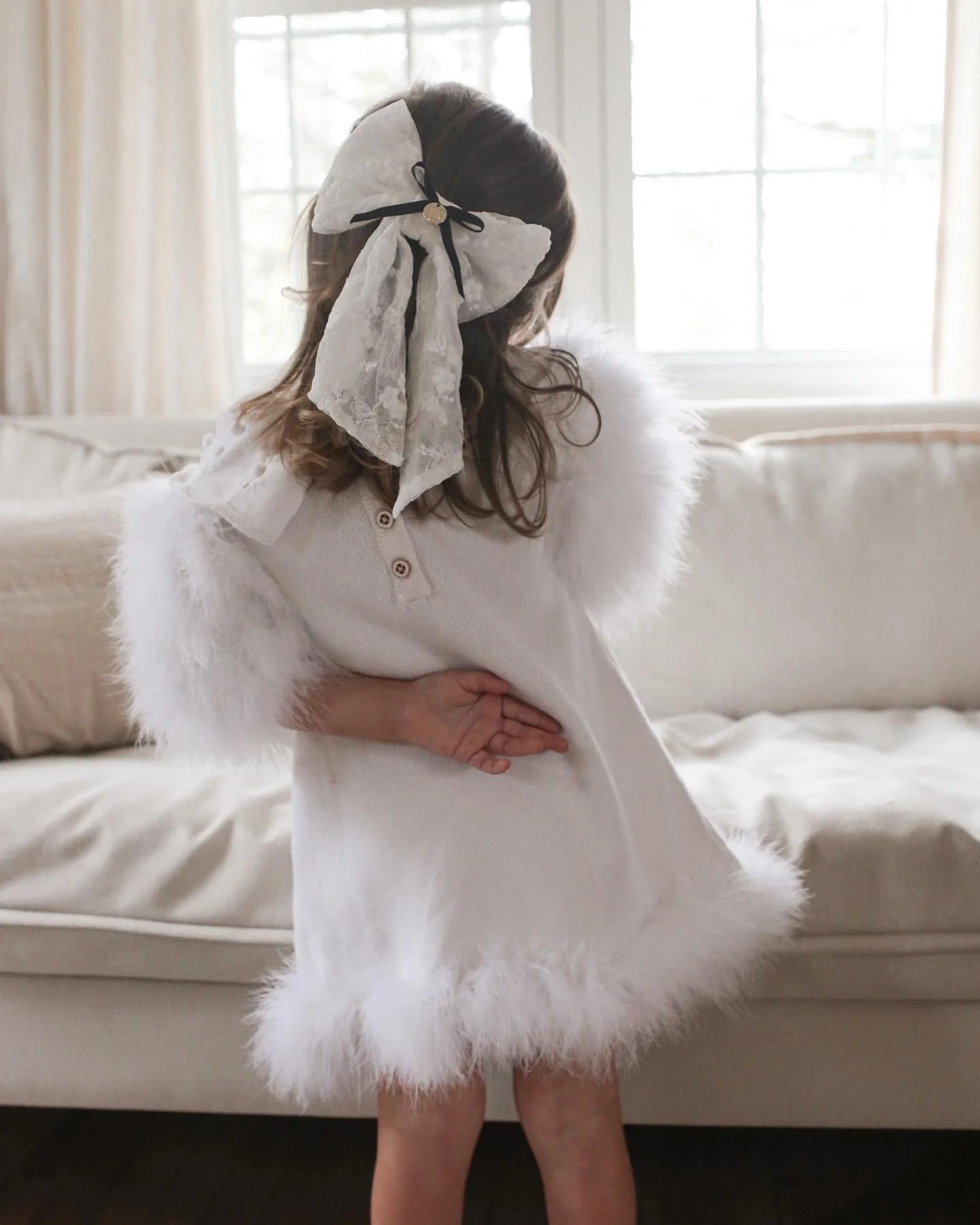 Ella Knit White Feather Dress - Image 22