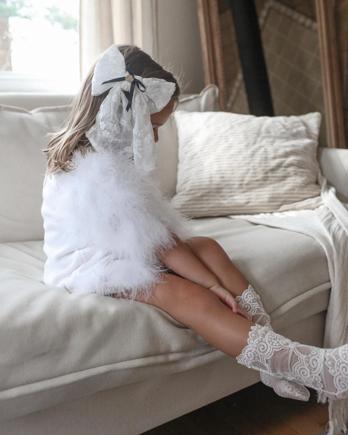 Ella Knit White Feather Dress - Image 25