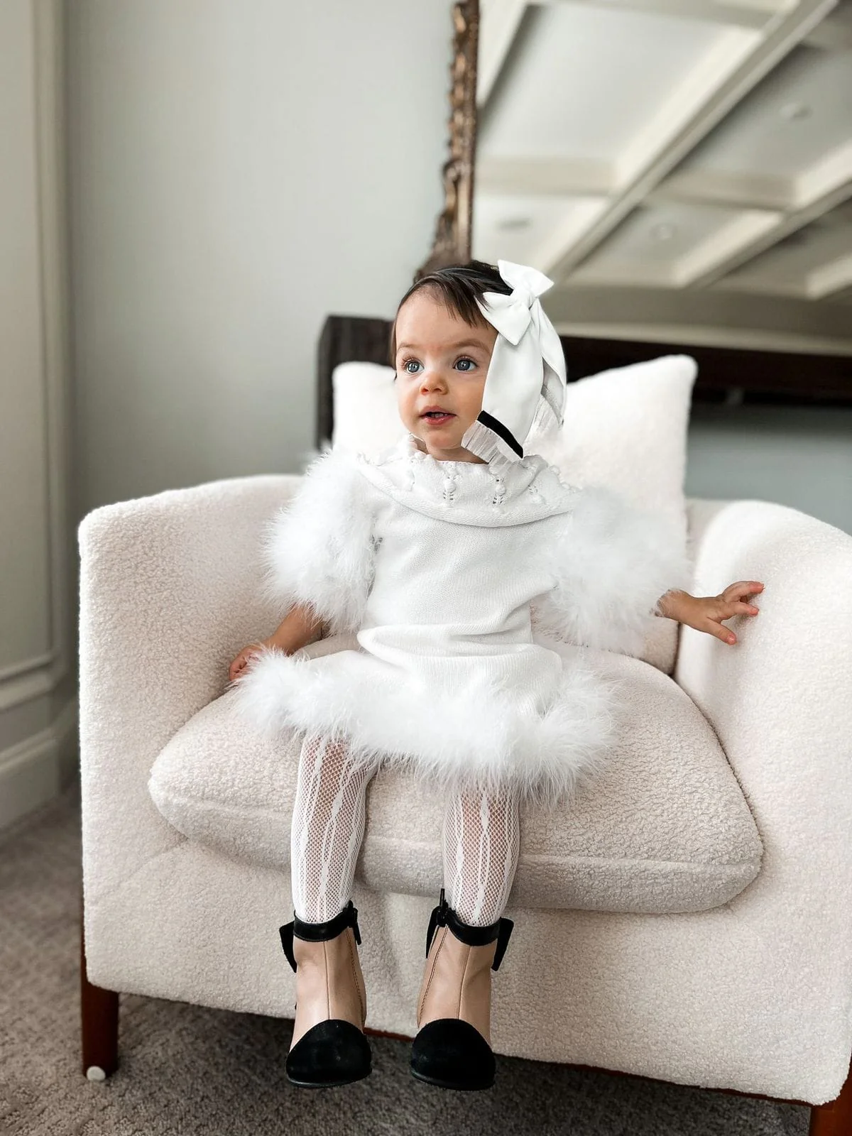 Ella Knit White Feather Dress - Image 27