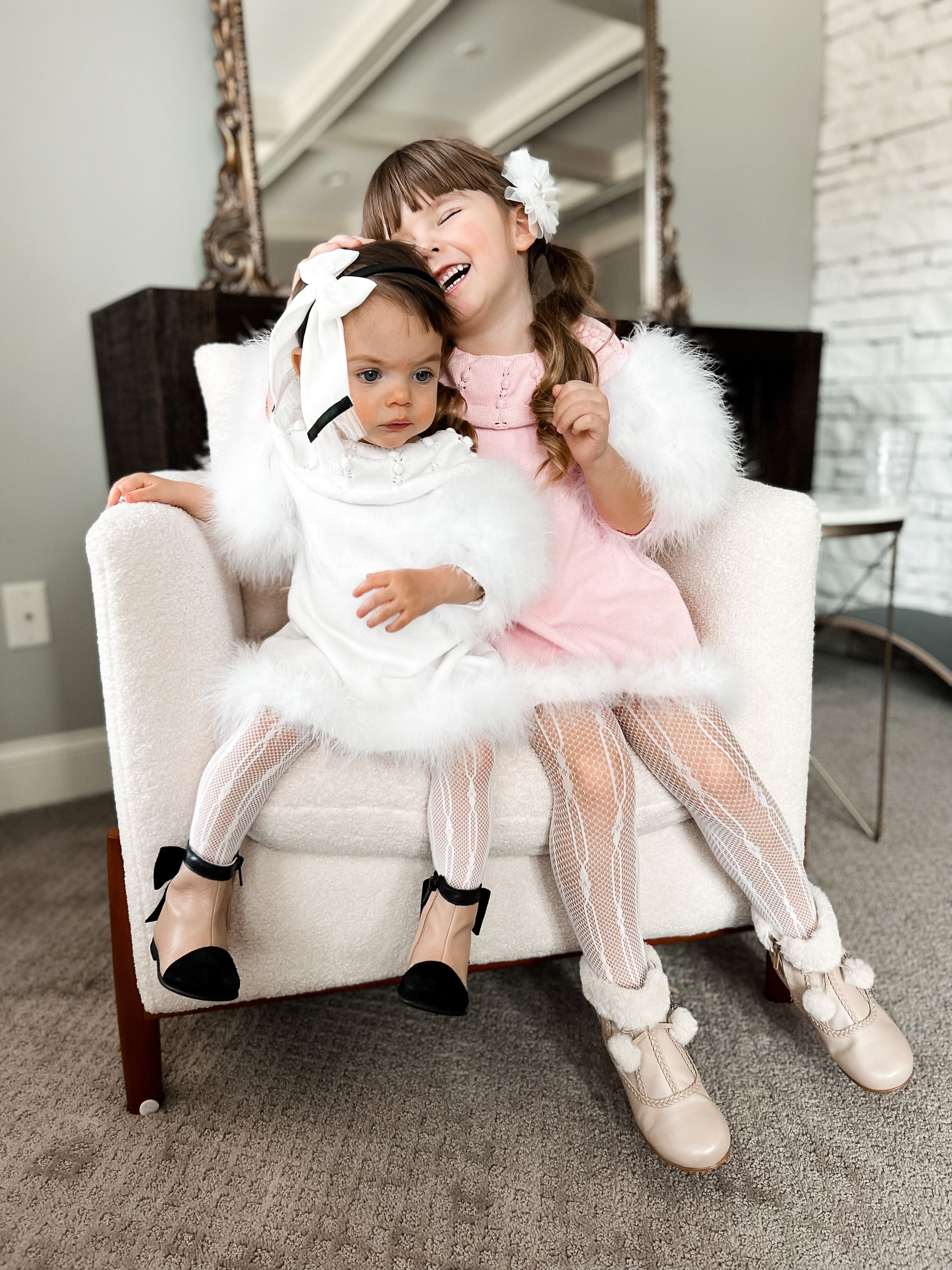 Ella Knit White Feather Dress - Image 28