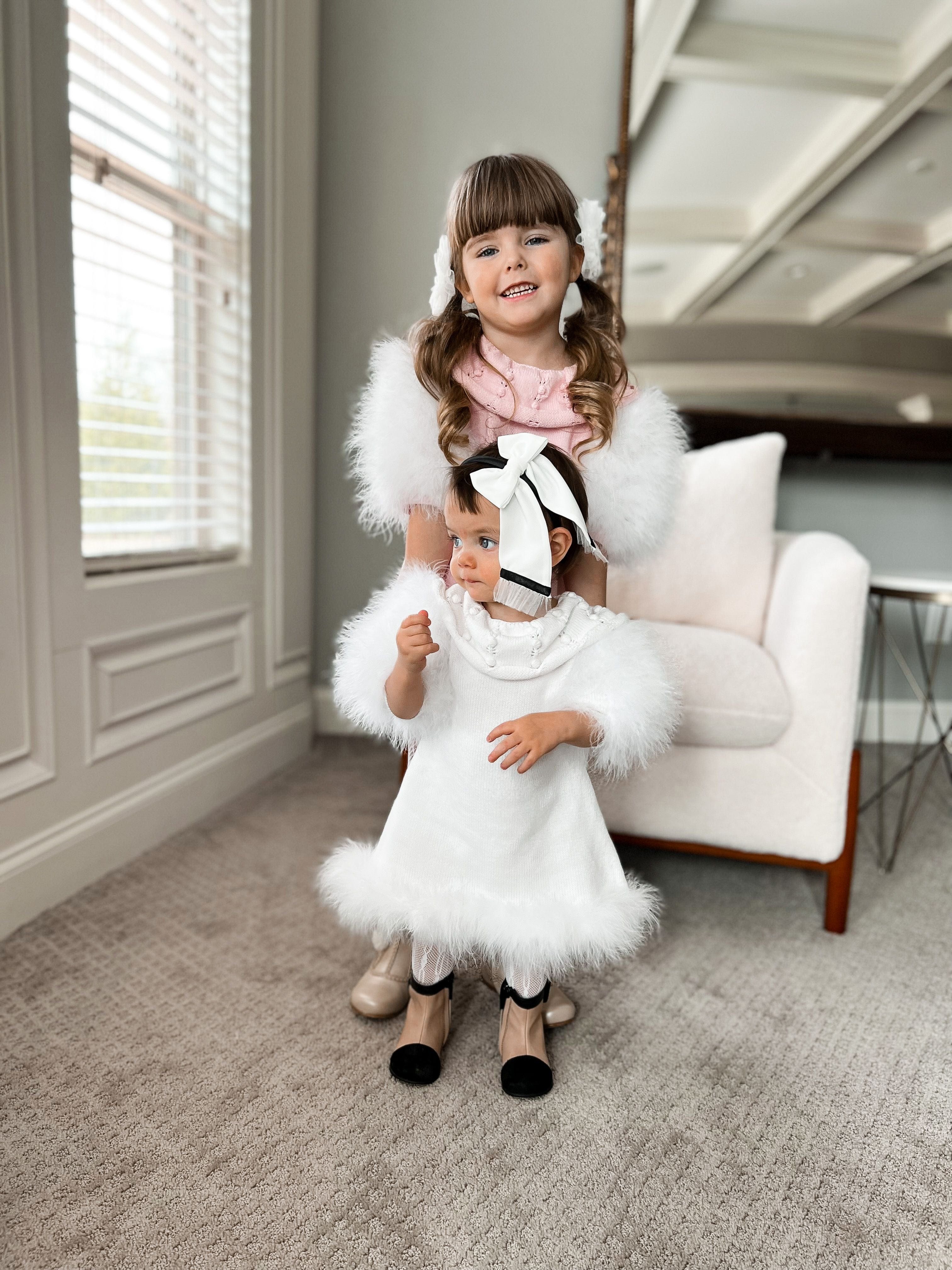 Ella Knit White Feather Dress - Image 29