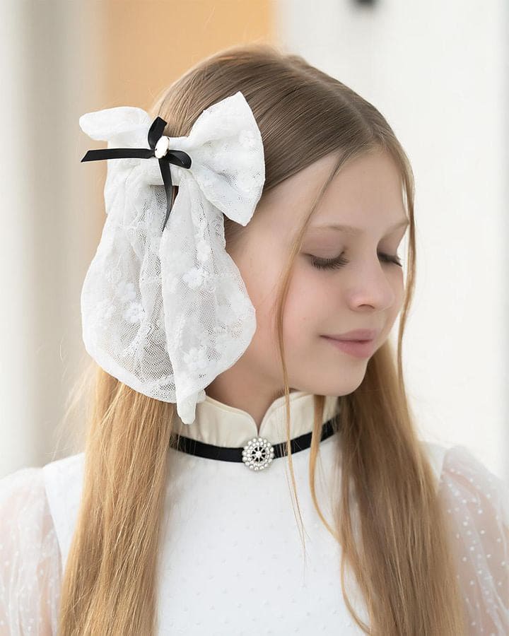 Embroidered Flower Hair Bows - Image 3