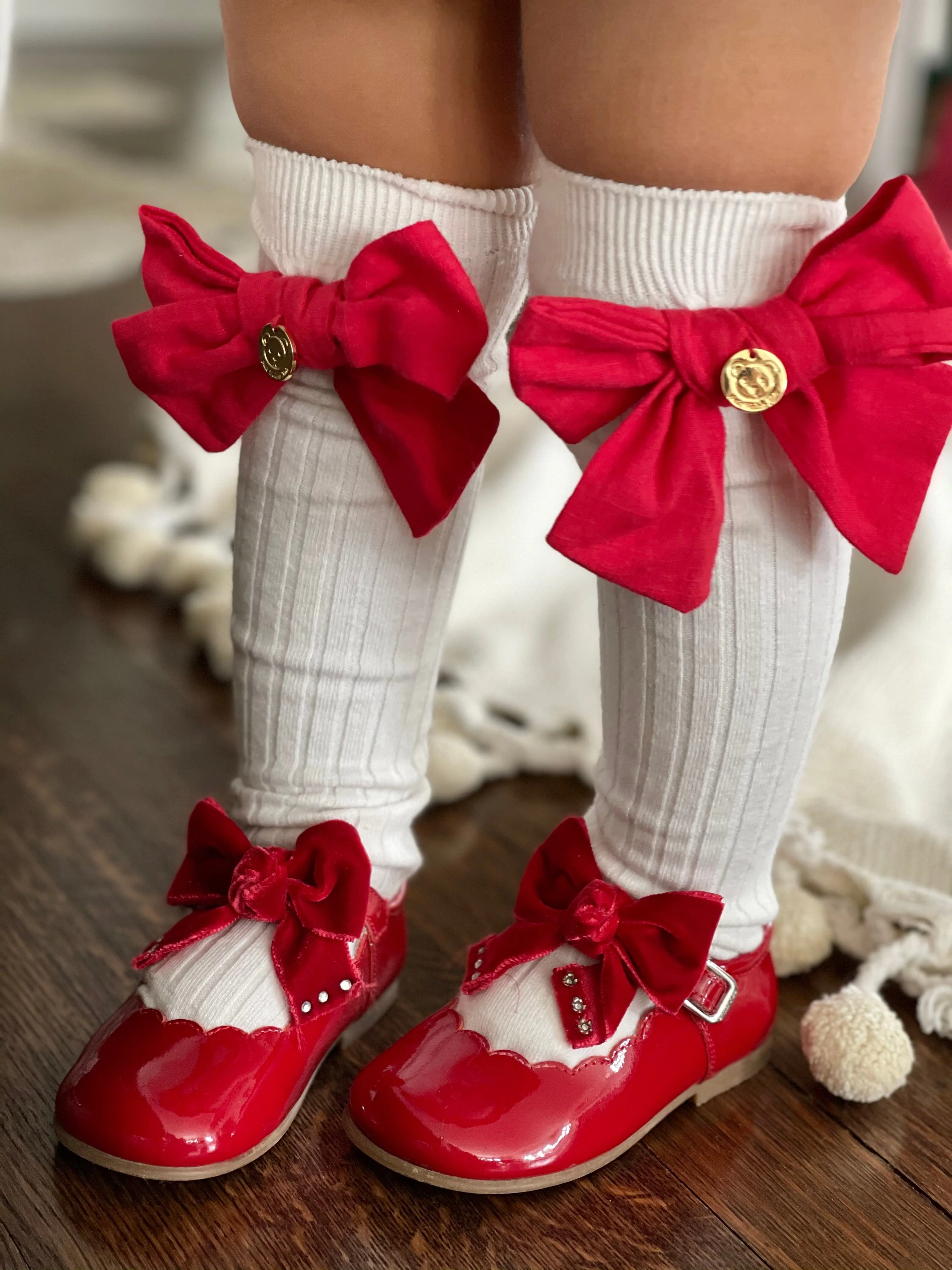 Emma Linen Bow Socks - Image 3