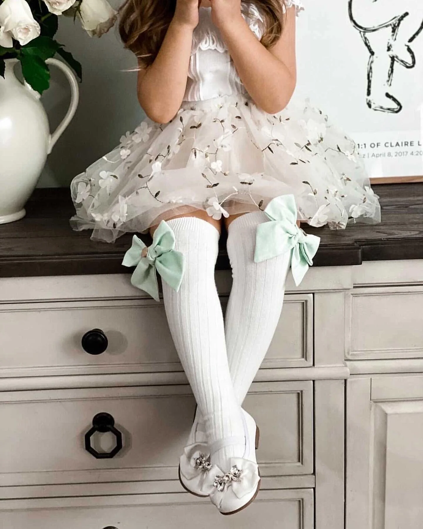 Emma Linen Bow Socks - Image 6