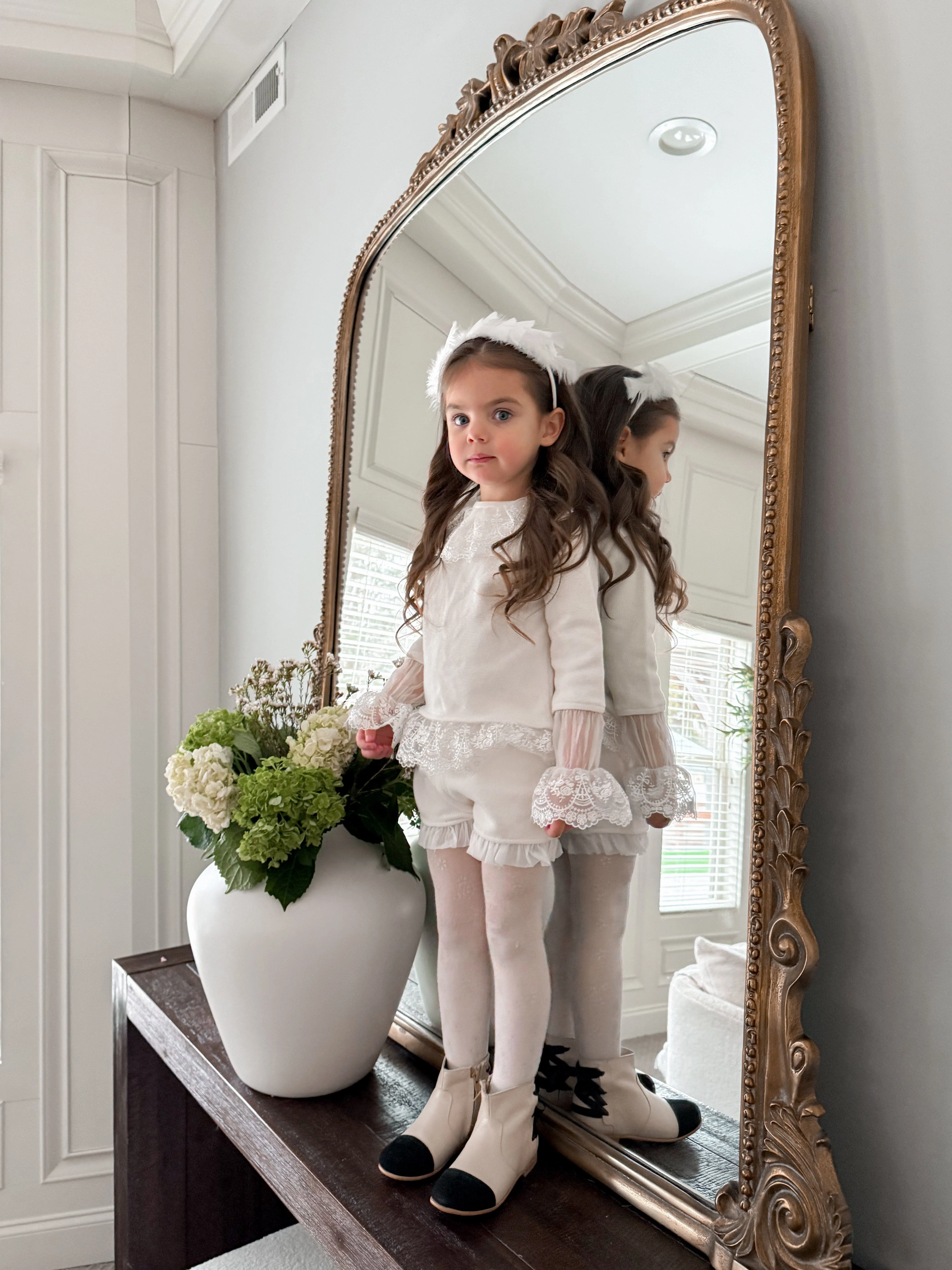 Emma White Cotton and Lace Top and Shorts Set - Image 16