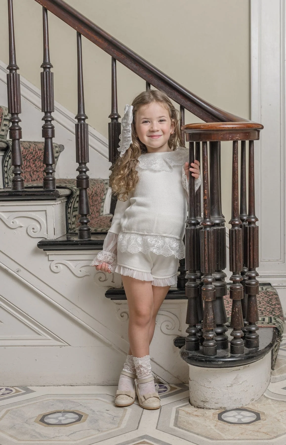 Emma White Cotton and Lace Top and Shorts Set - Image 3