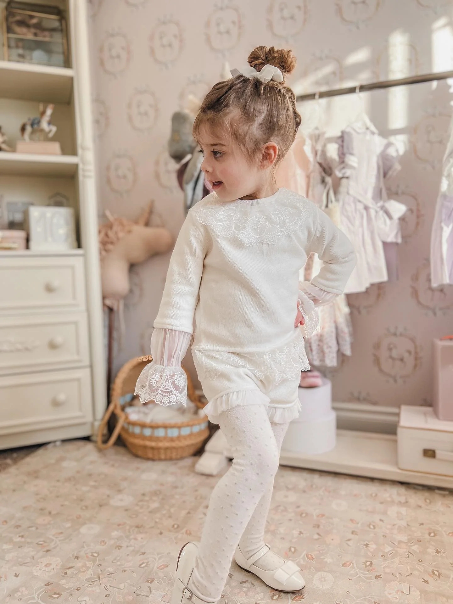Emma White Cotton and Lace Top and Shorts Set - Image 4