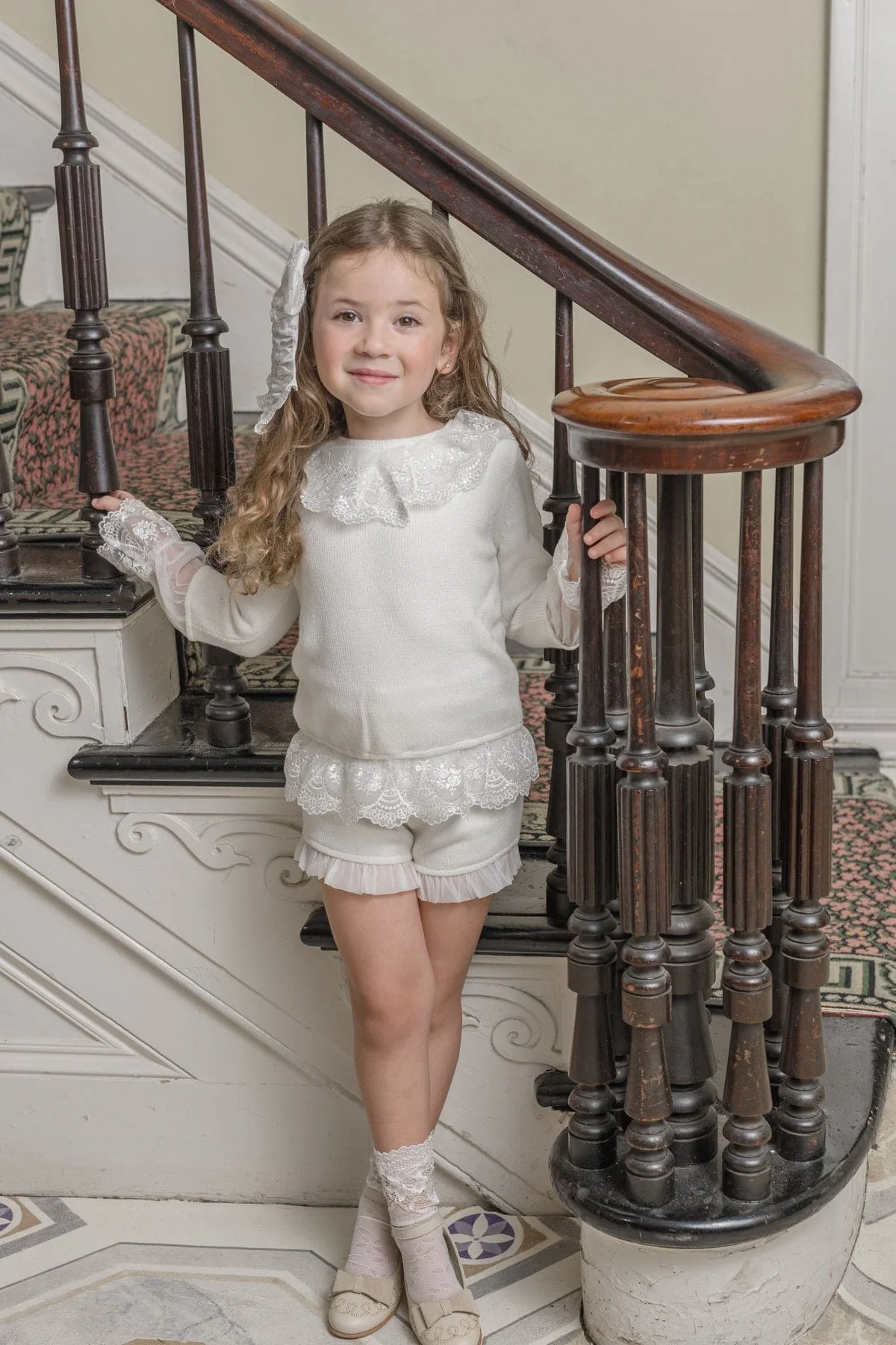 Emma White Cotton and Lace Top and Shorts Set - Image 8