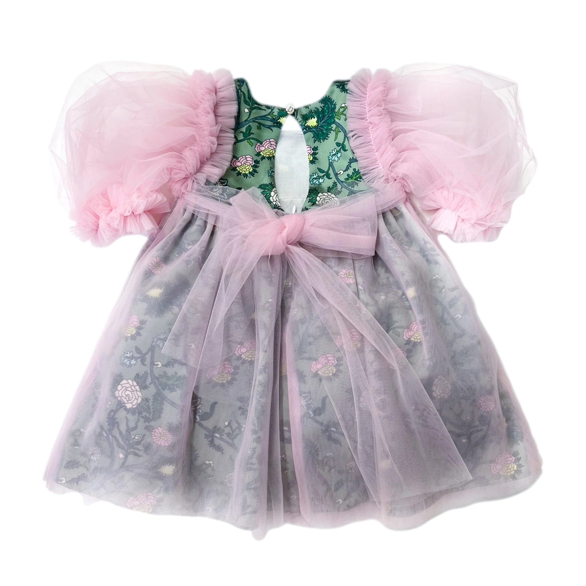 Eva Pink And Green Floral Tulle Dress - Image 10
