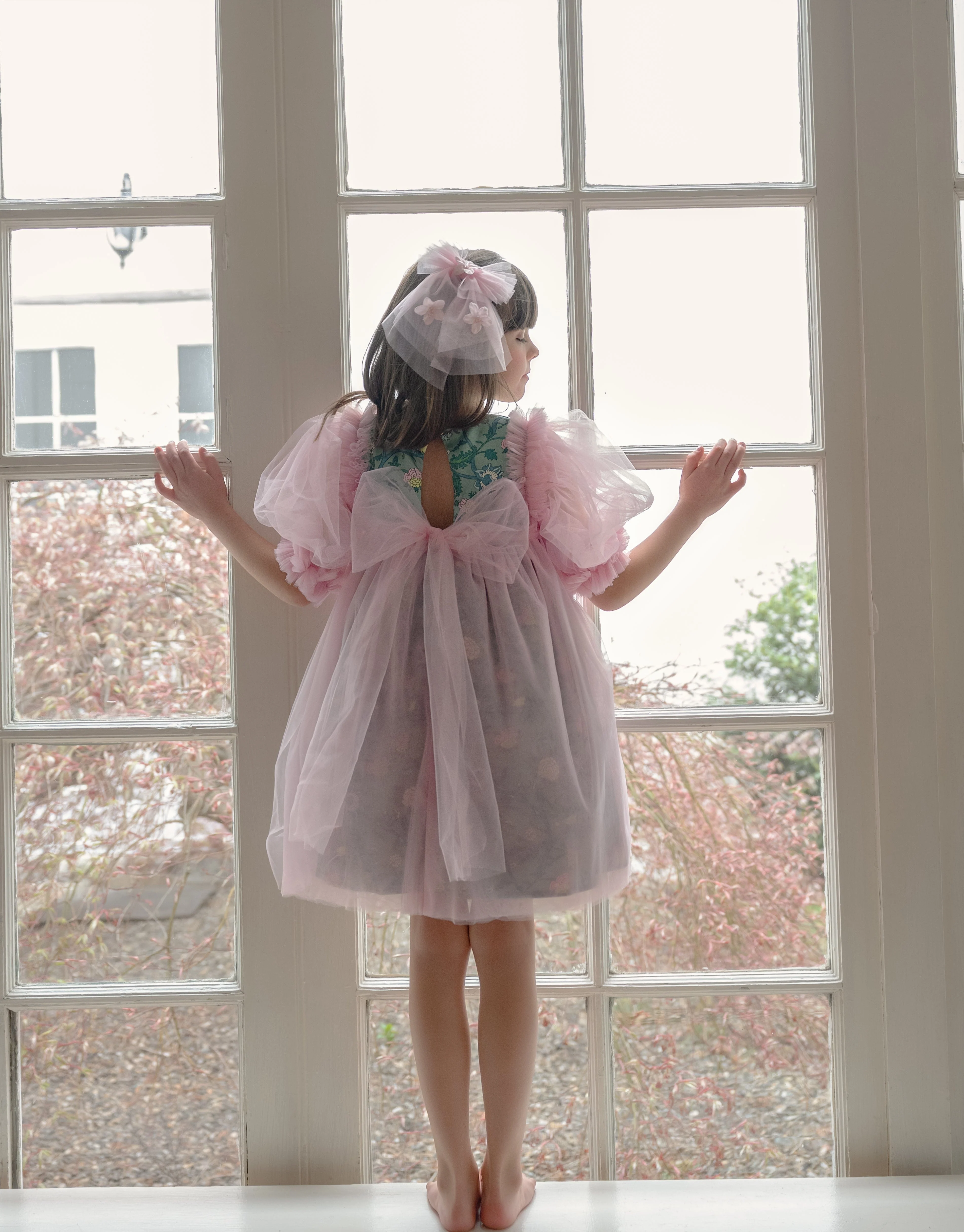 Eva Pink And Green Floral Tulle Dress - Image 3