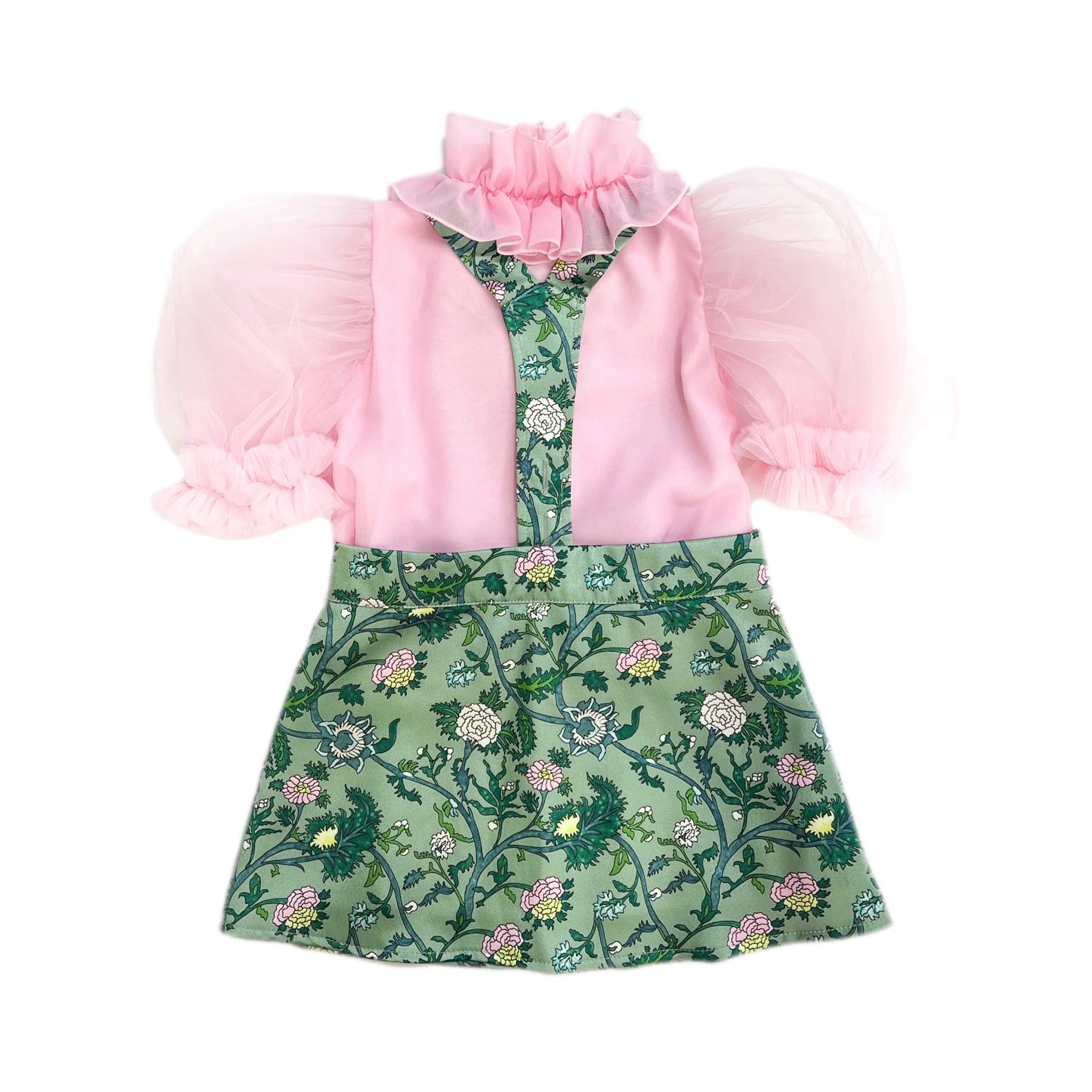 Eva Skirt and Blouse Pink and Green Floral Tulle Set - Image 17