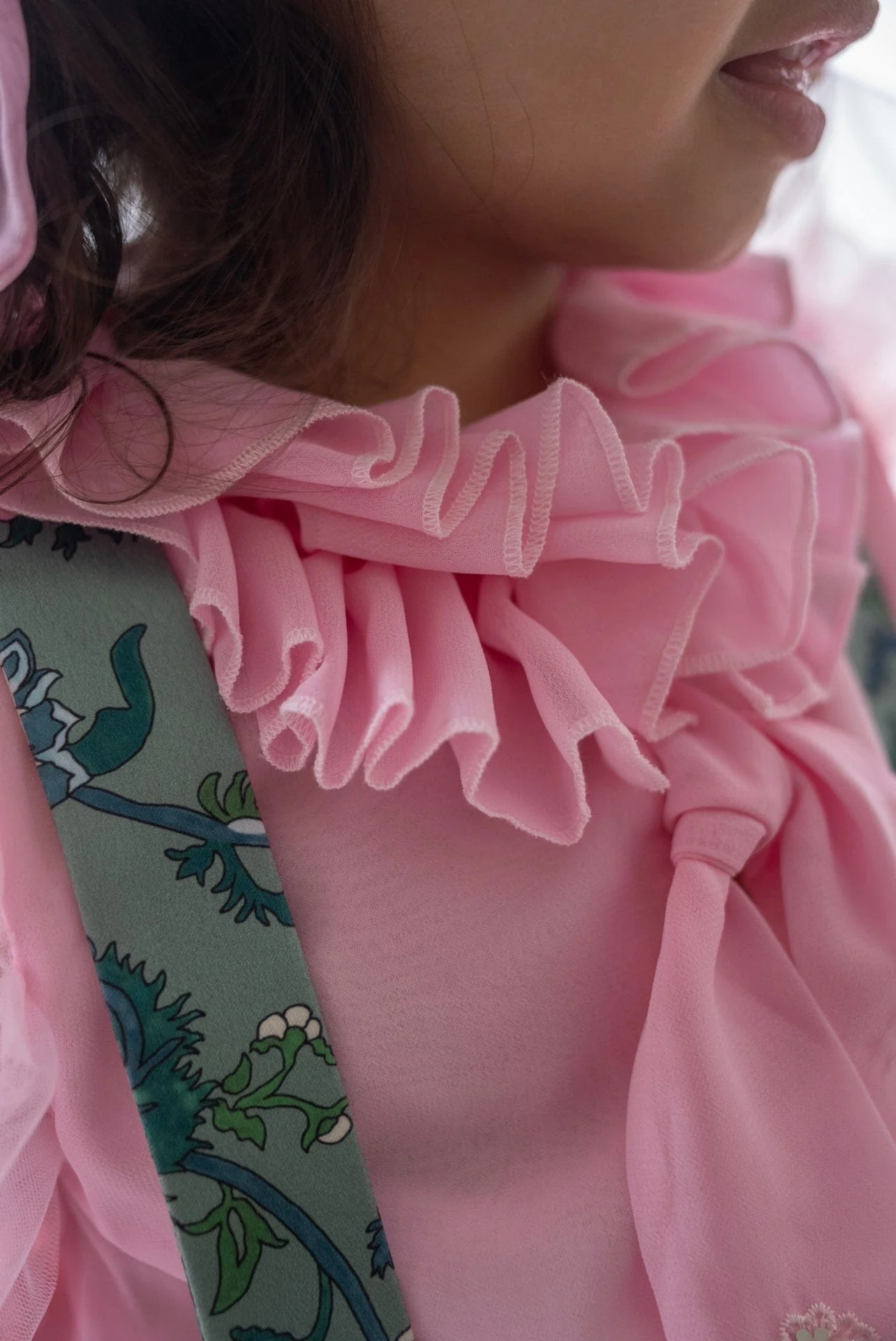 Eva Skirt and Blouse Pink and Green Floral Tulle Set - Image 6