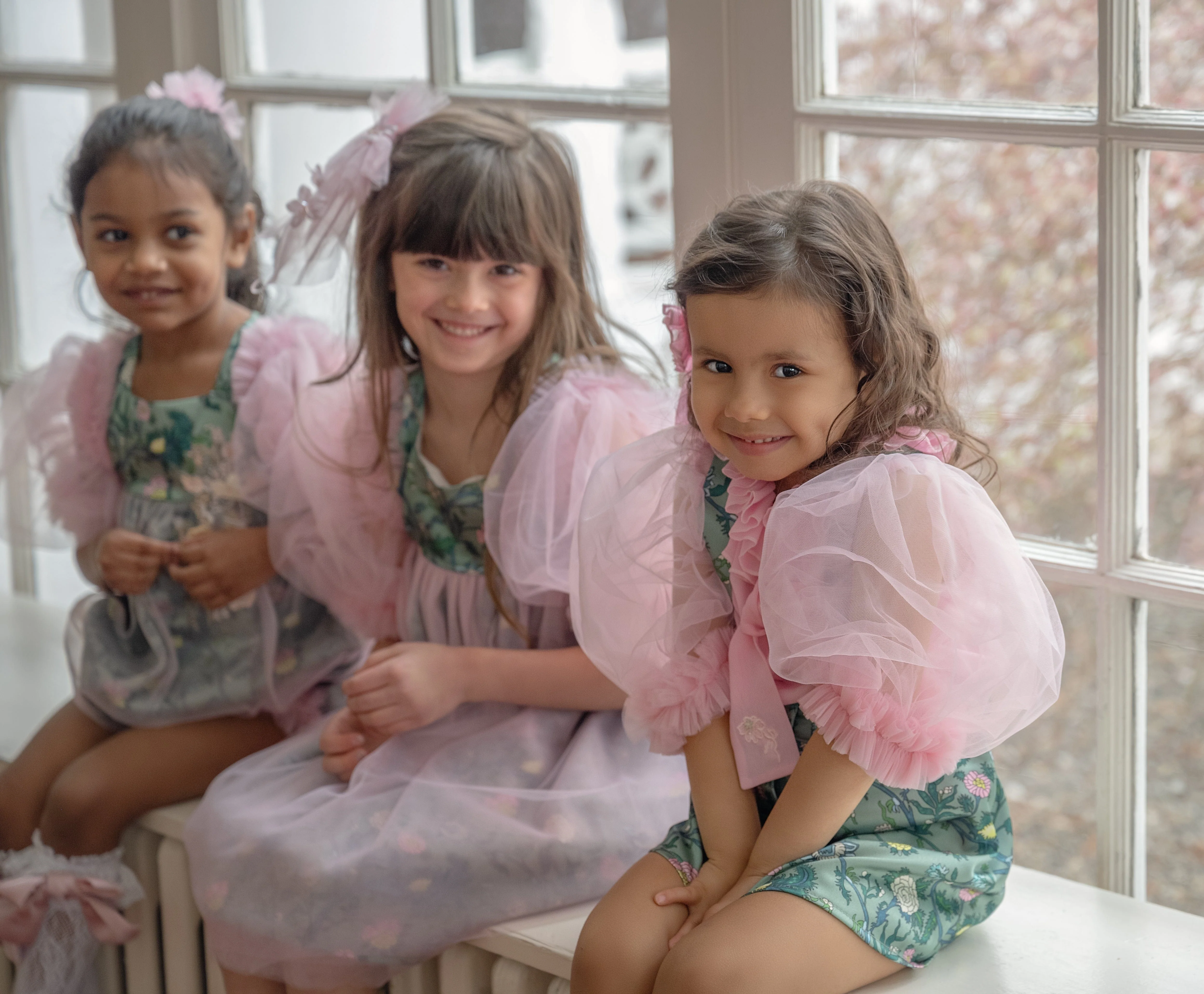Eva Skirt and Blouse Pink and Green Floral Tulle Set - Image 7