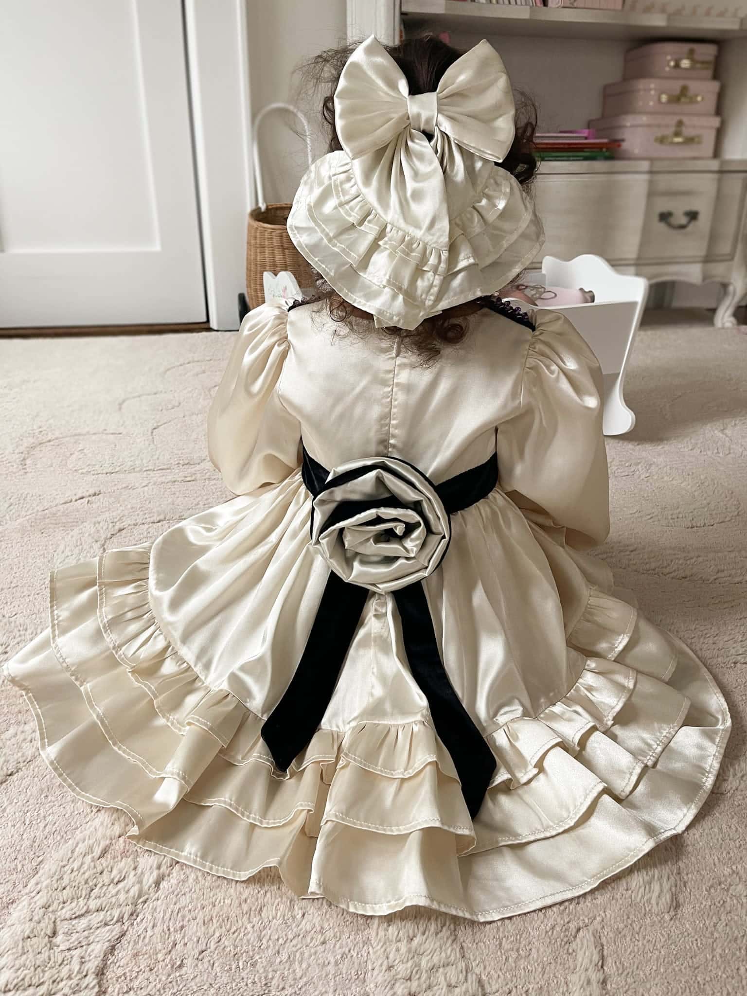 Evangeline Satin Ruffle Hair Bow - Image 2