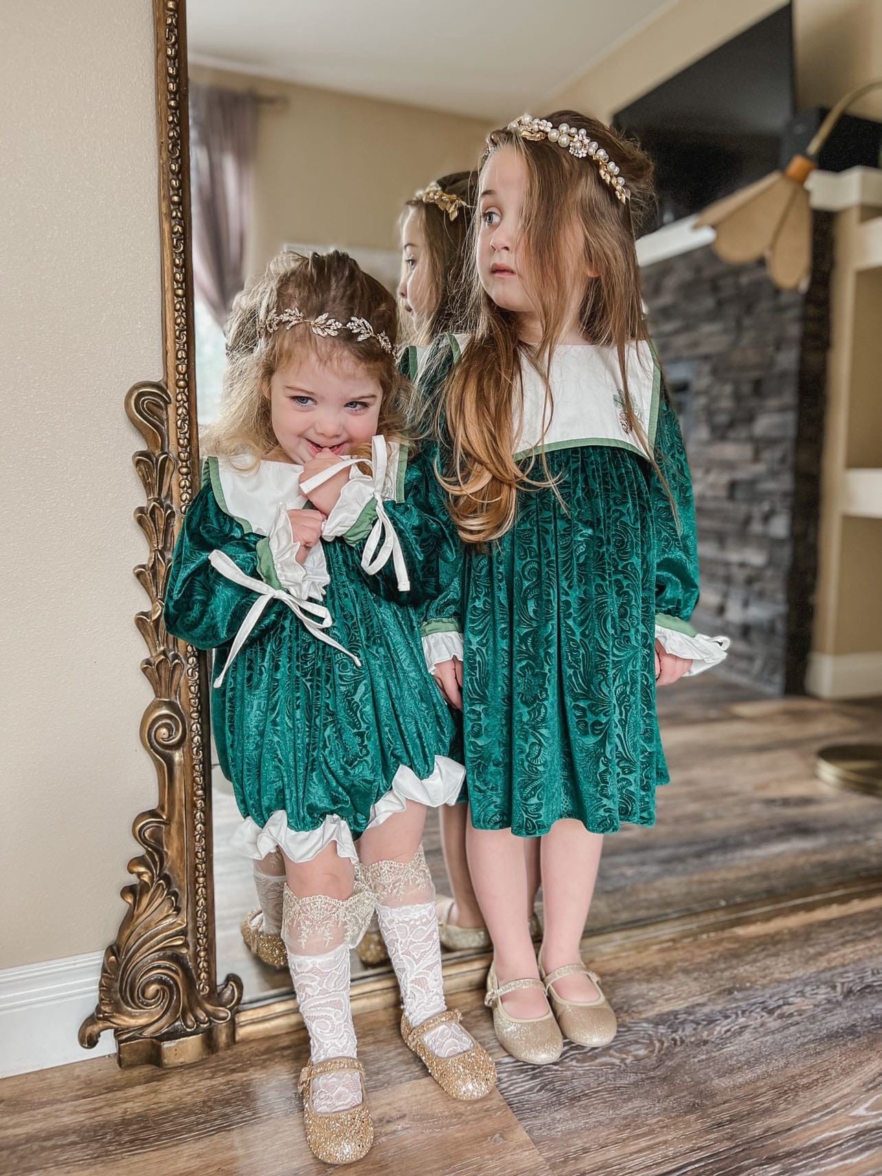 Everly Damask Velour Green Romper - Image 13