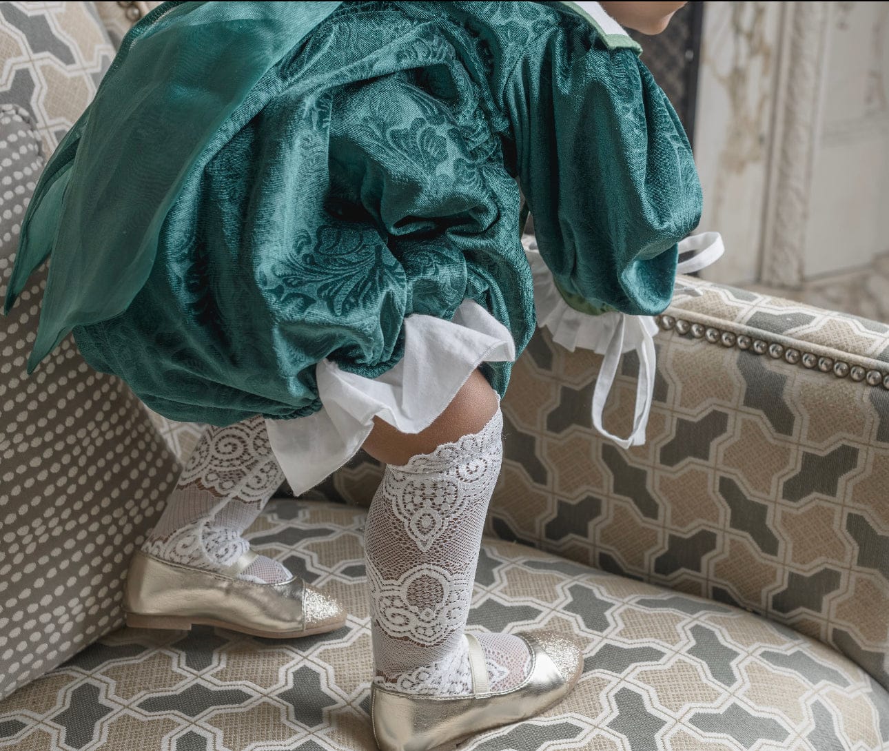 Everly Damask Velour Green Romper - Image 15
