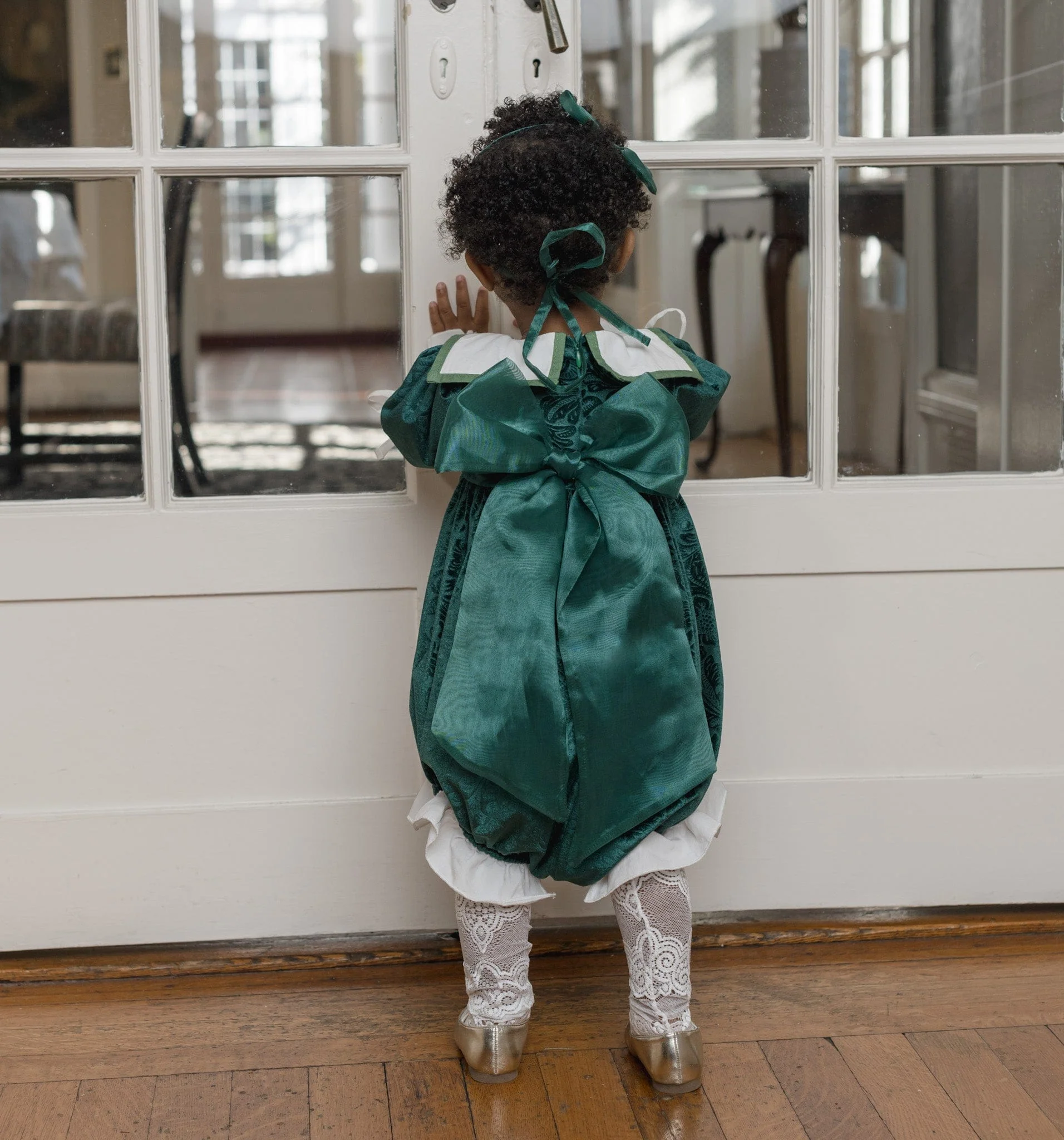Everly Damask Velour Green Romper - Image 16