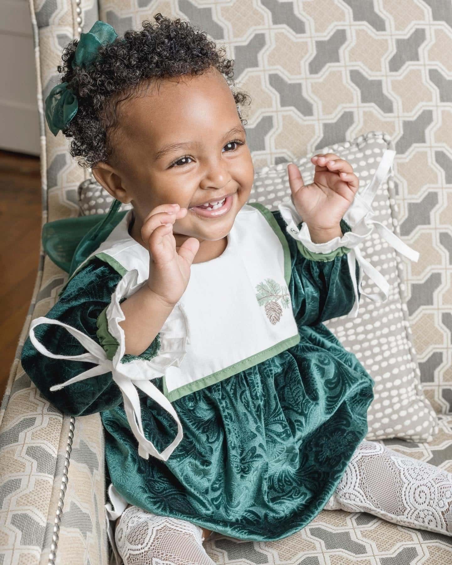 Everly Damask Velour Green Romper - Image 17